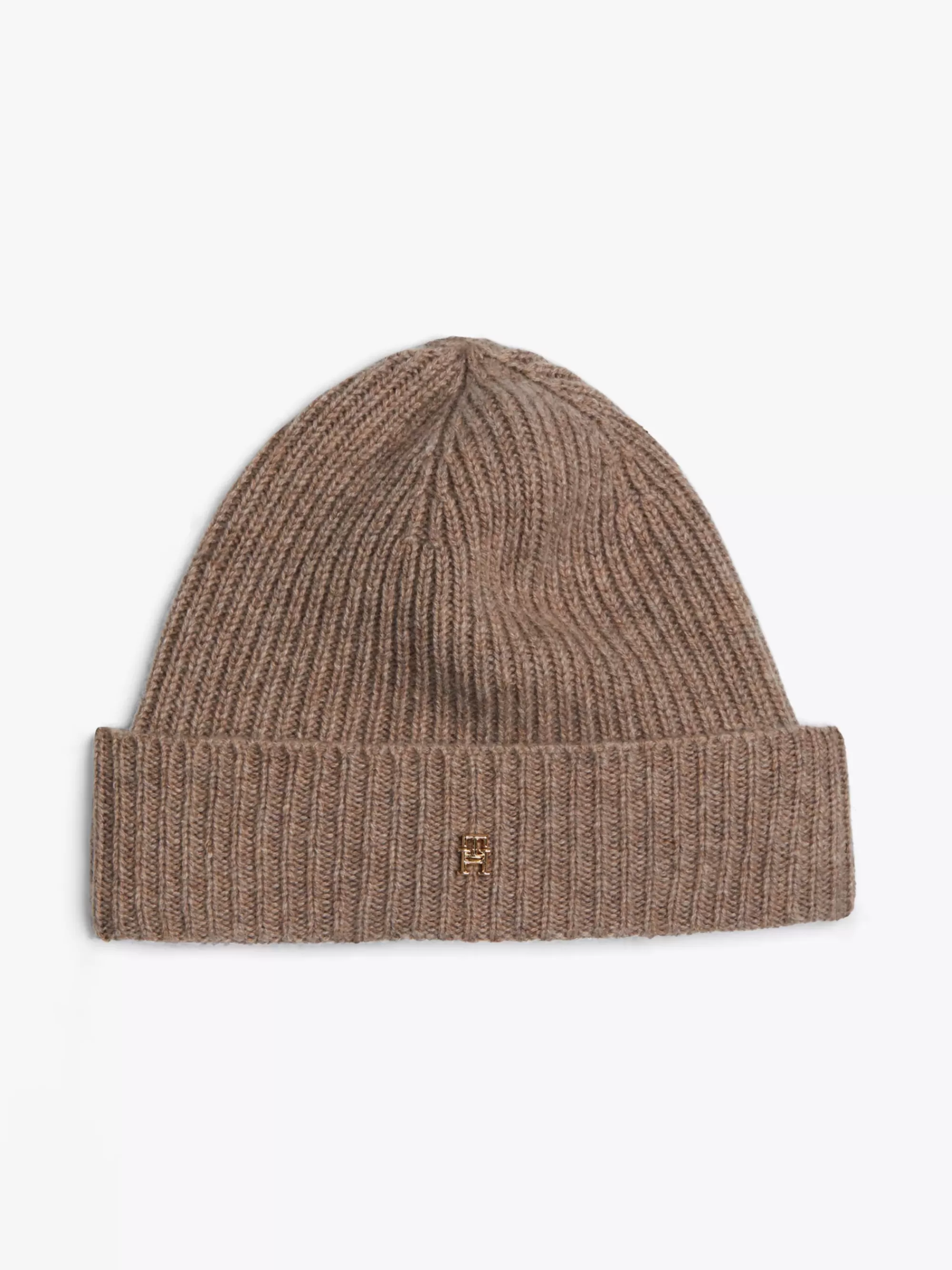 Mutsen | Mutsen & Sjaals*Tommy Hilfiger Ribgebreide Beanie Van Zuiver Kasjmier LEGACY BROWN MELANGE