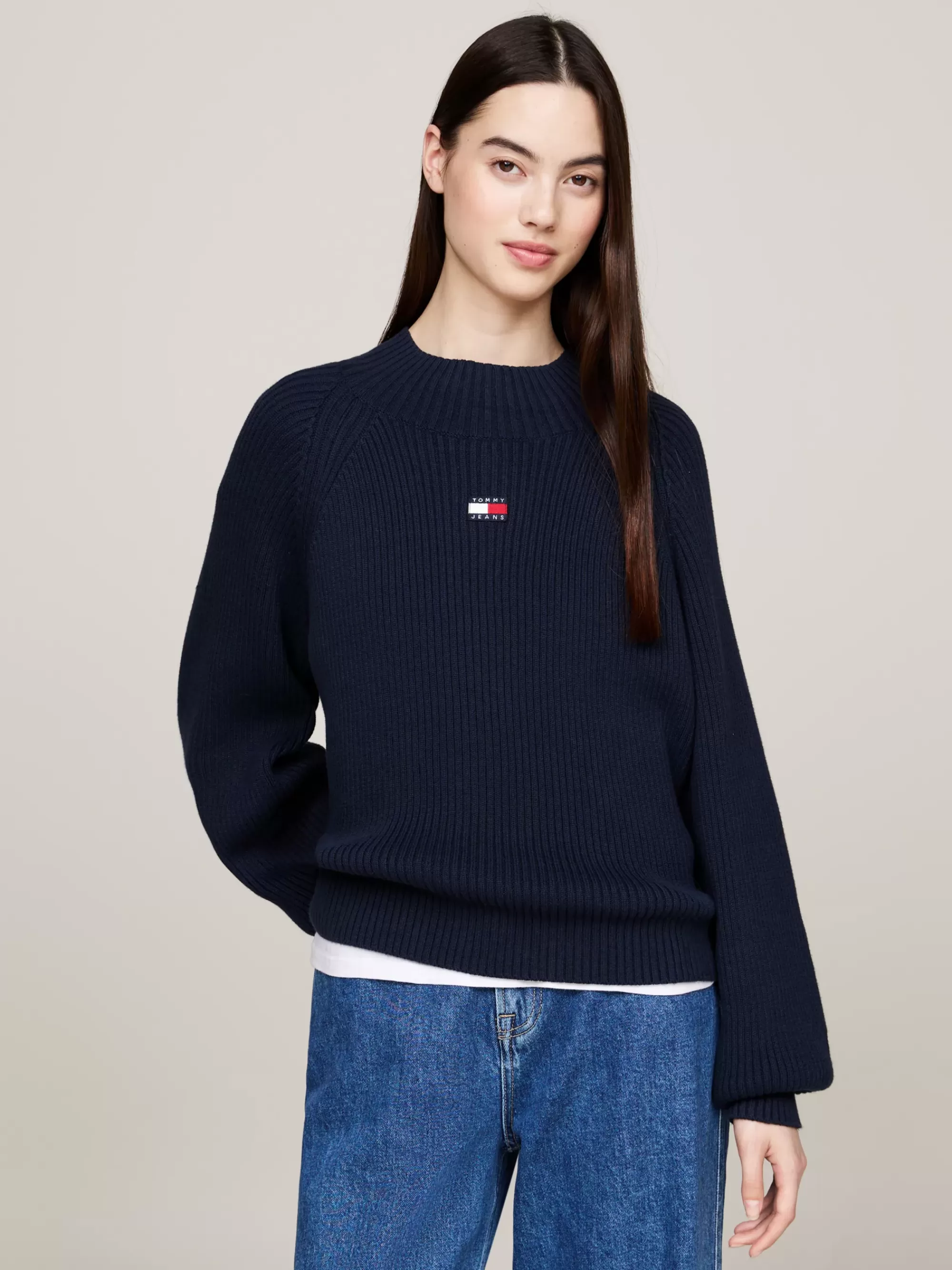 Truien | Truien & Vesten*Tommy Hilfiger Ribgebreide Boxy Trui Met Tommy-badge DARK NIGHT NAVY