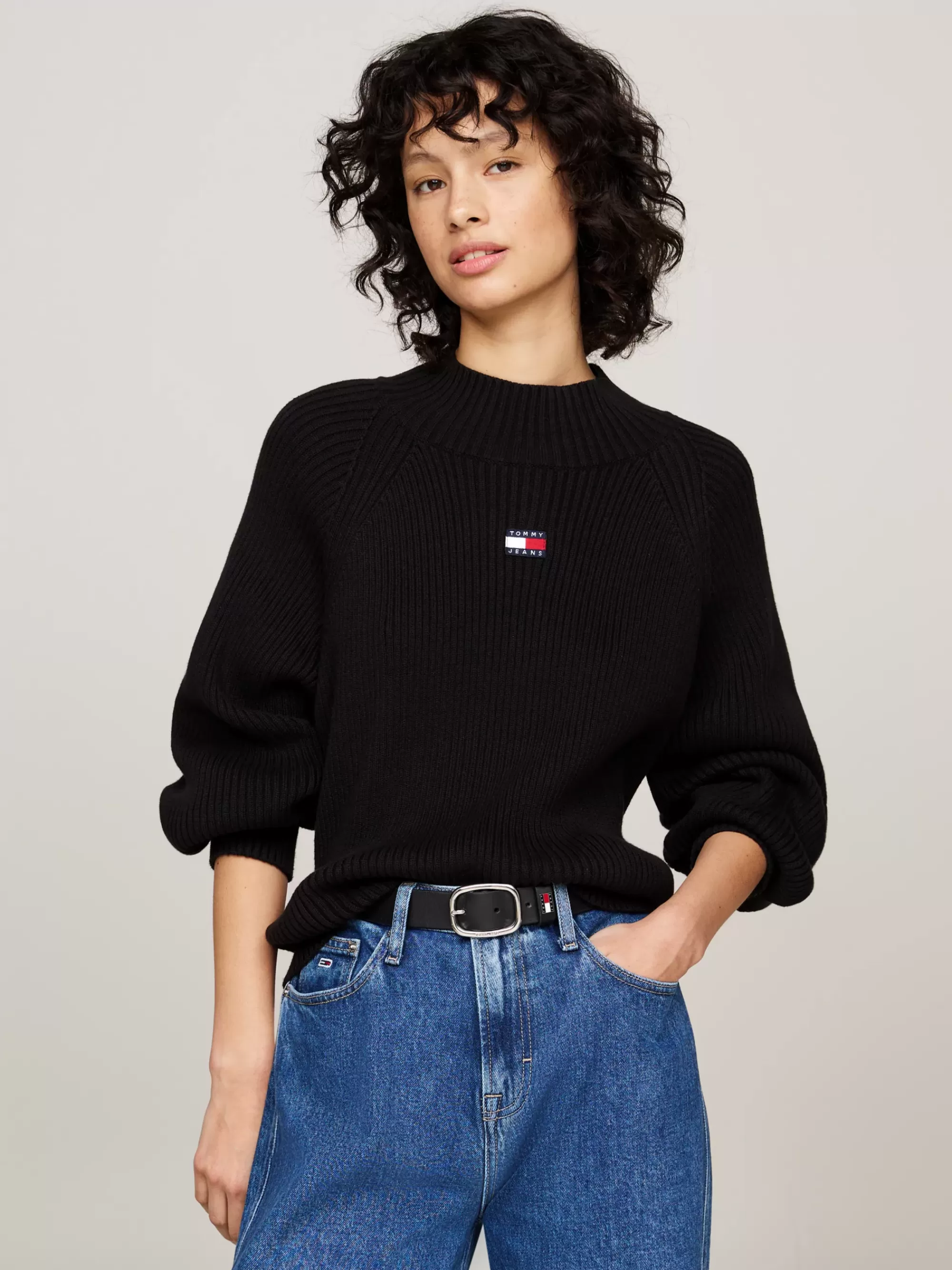 Truien | Truien & Vesten*Tommy Hilfiger Ribgebreide Boxy Trui Met Tommy-badge BLACK