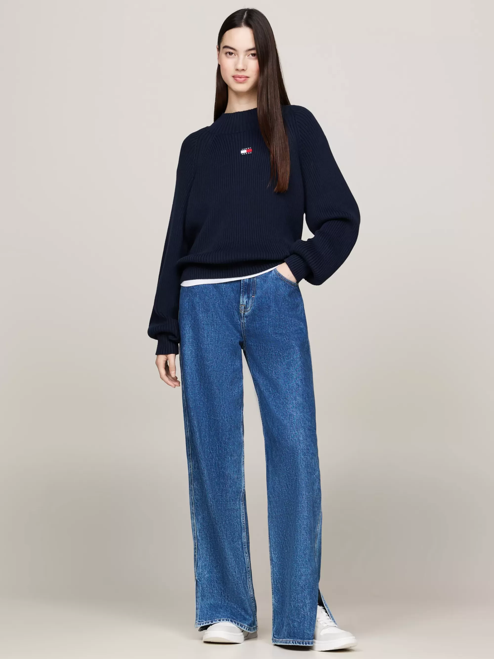 Truien | Truien & Vesten*Tommy Hilfiger Ribgebreide Boxy Trui Met Tommy-badge DARK NIGHT NAVY