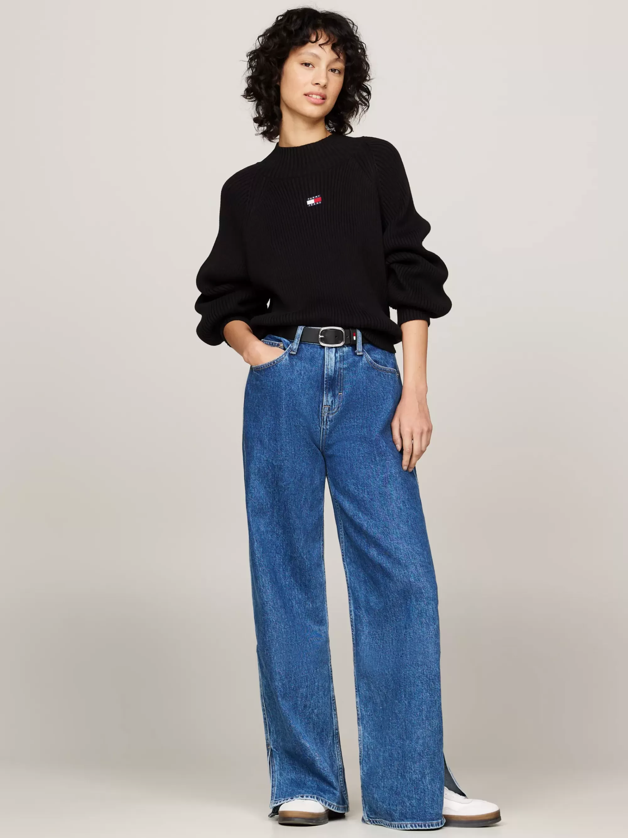 Truien | Truien & Vesten*Tommy Hilfiger Ribgebreide Boxy Trui Met Tommy-badge BLACK