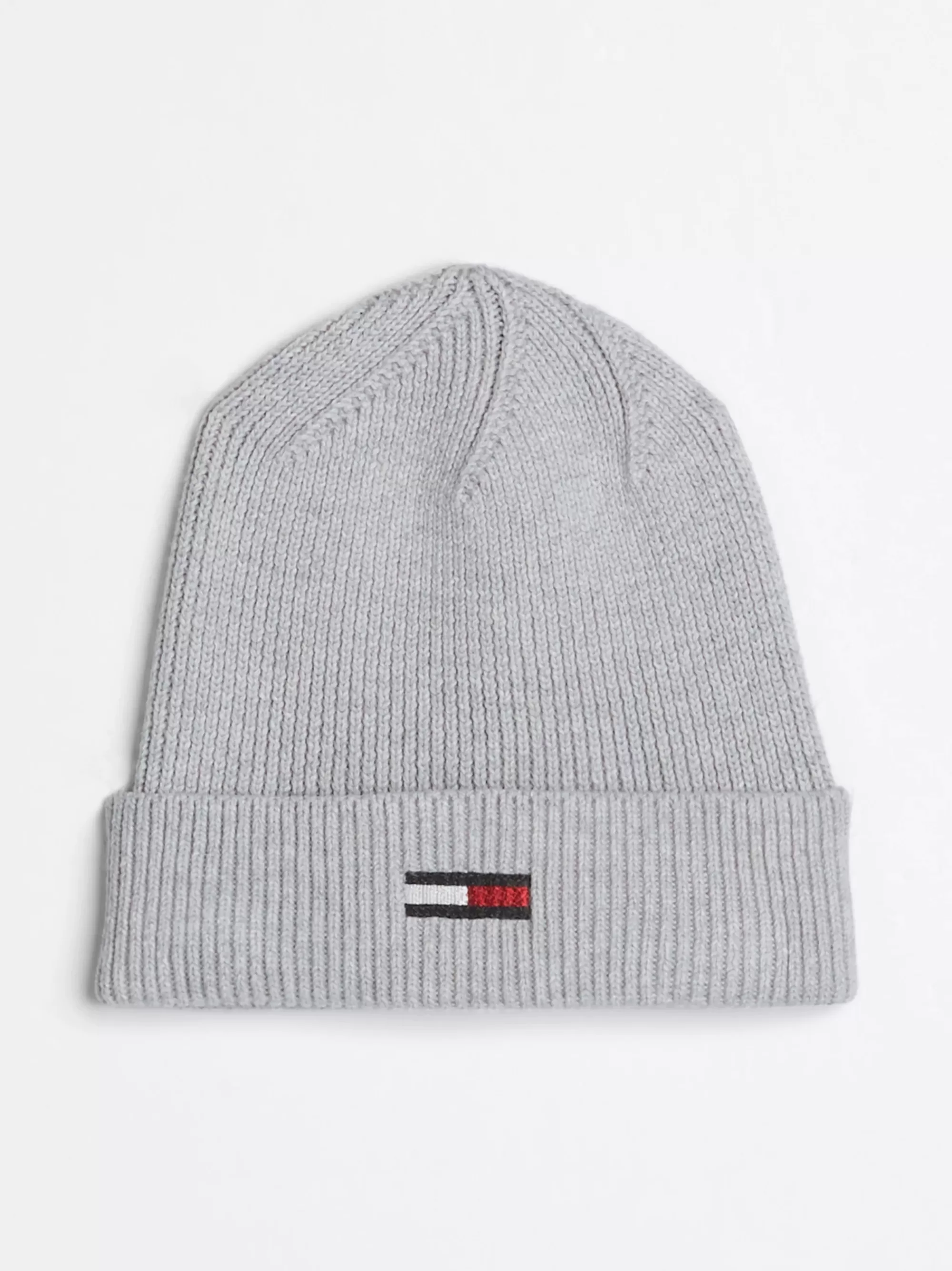 Mutsen | Mutsen & Sjaals*Tommy Hilfiger Ribgebreide Katoenen Beanie Met Vlag SILVER GREY HEATHER
