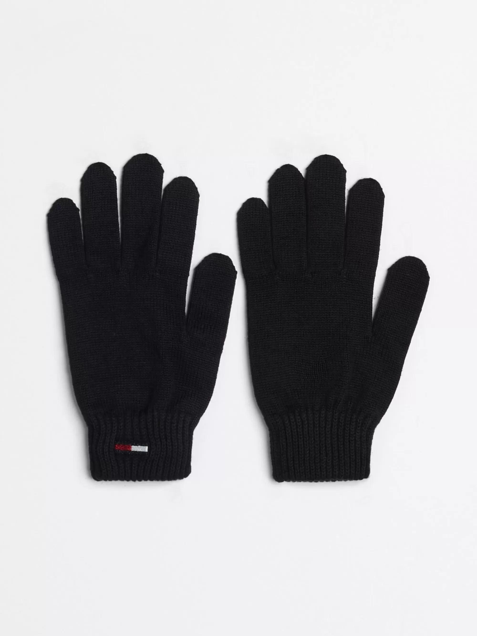 Handschoenen | Mutsen & Sjaals*Tommy Hilfiger Ribgebreide Katoenen Handschoenen Met Vlag BLACK