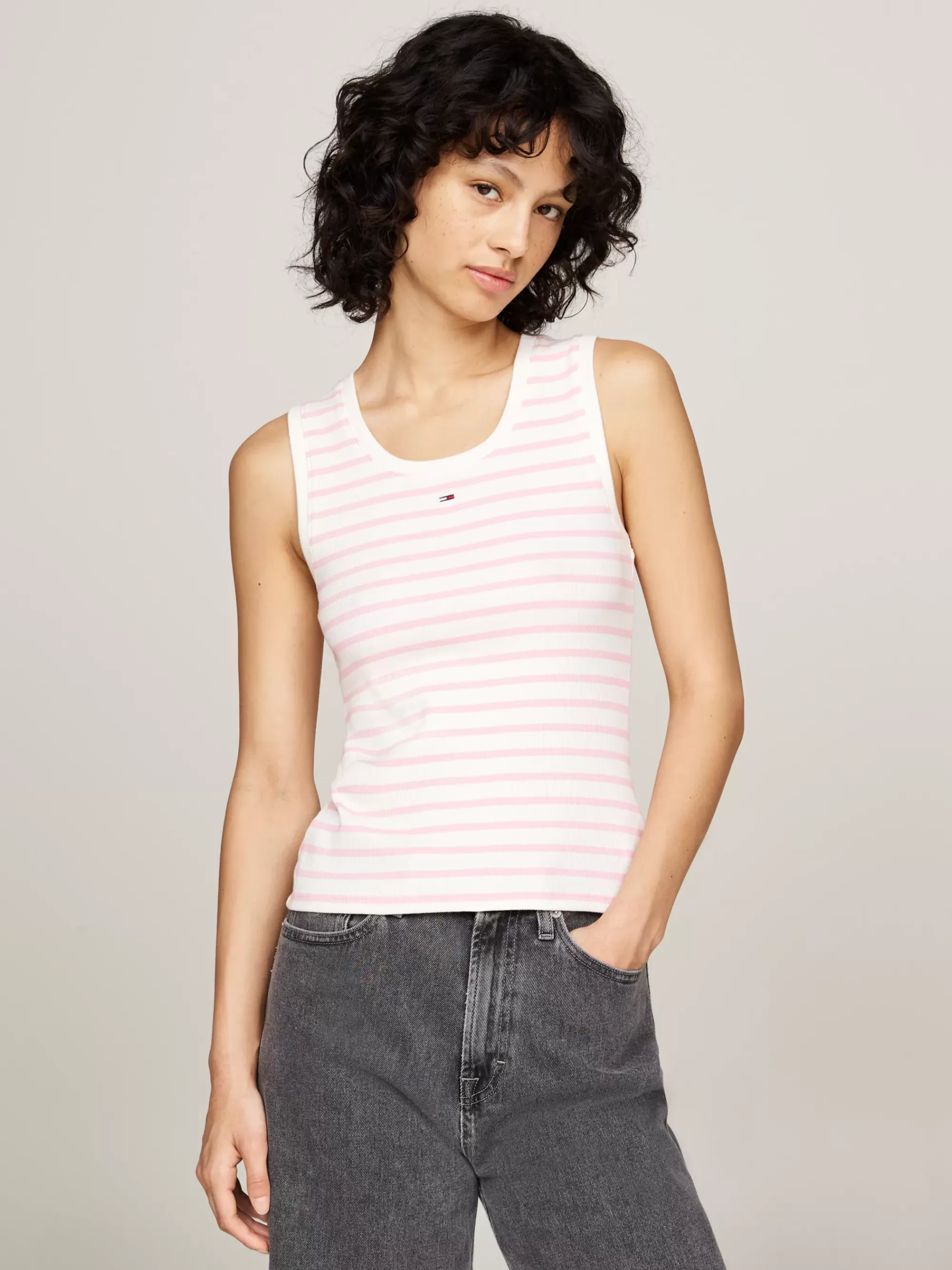T-Shirts*Tommy Hilfiger Ribgebreide Tanktop Met Bretonse Streep BALLET PINK / MULTI