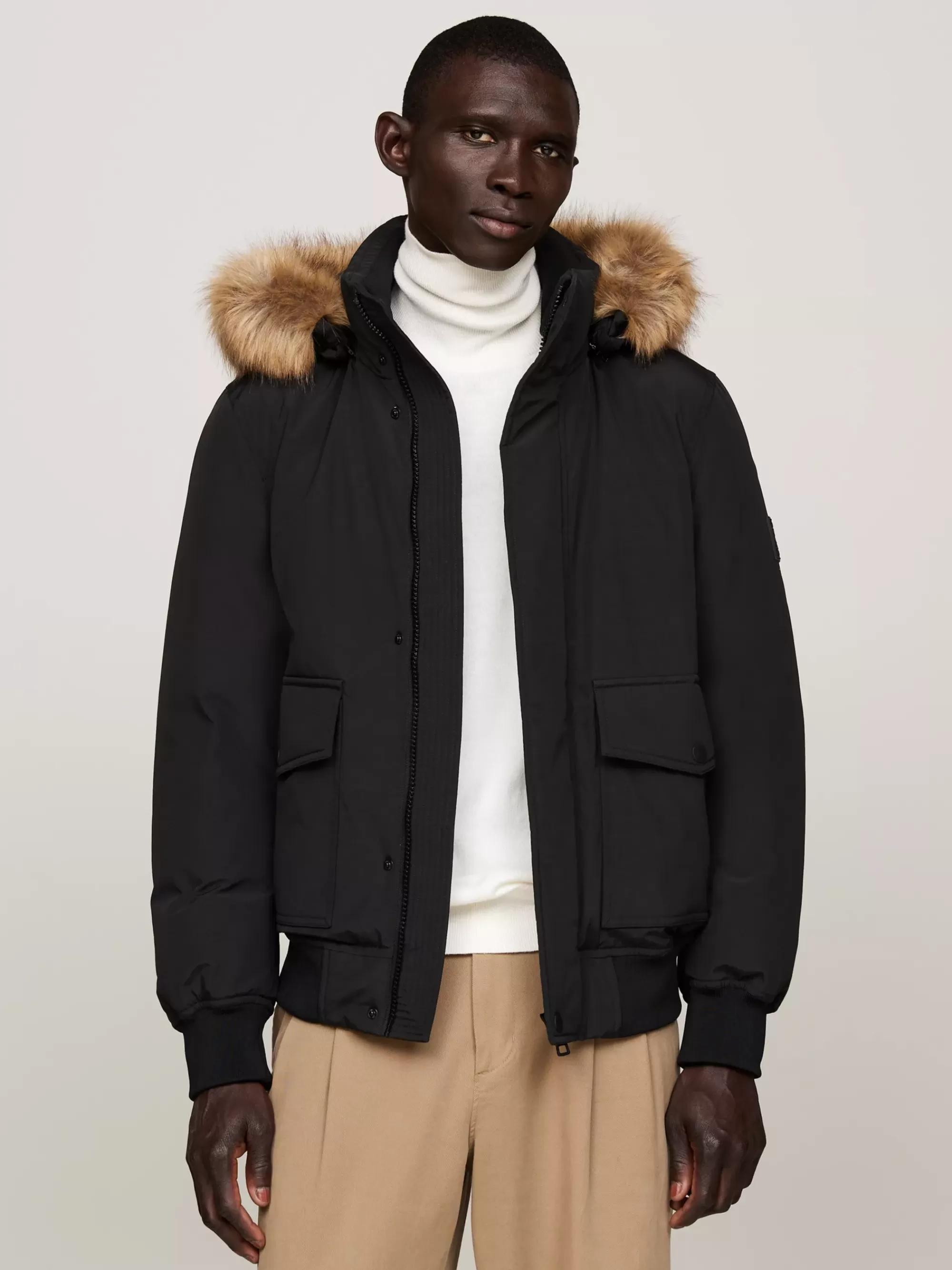 Jassen & Jacks*Tommy Hilfiger Rockie Bomberjack Met Dons En Imitatiebont BLACK