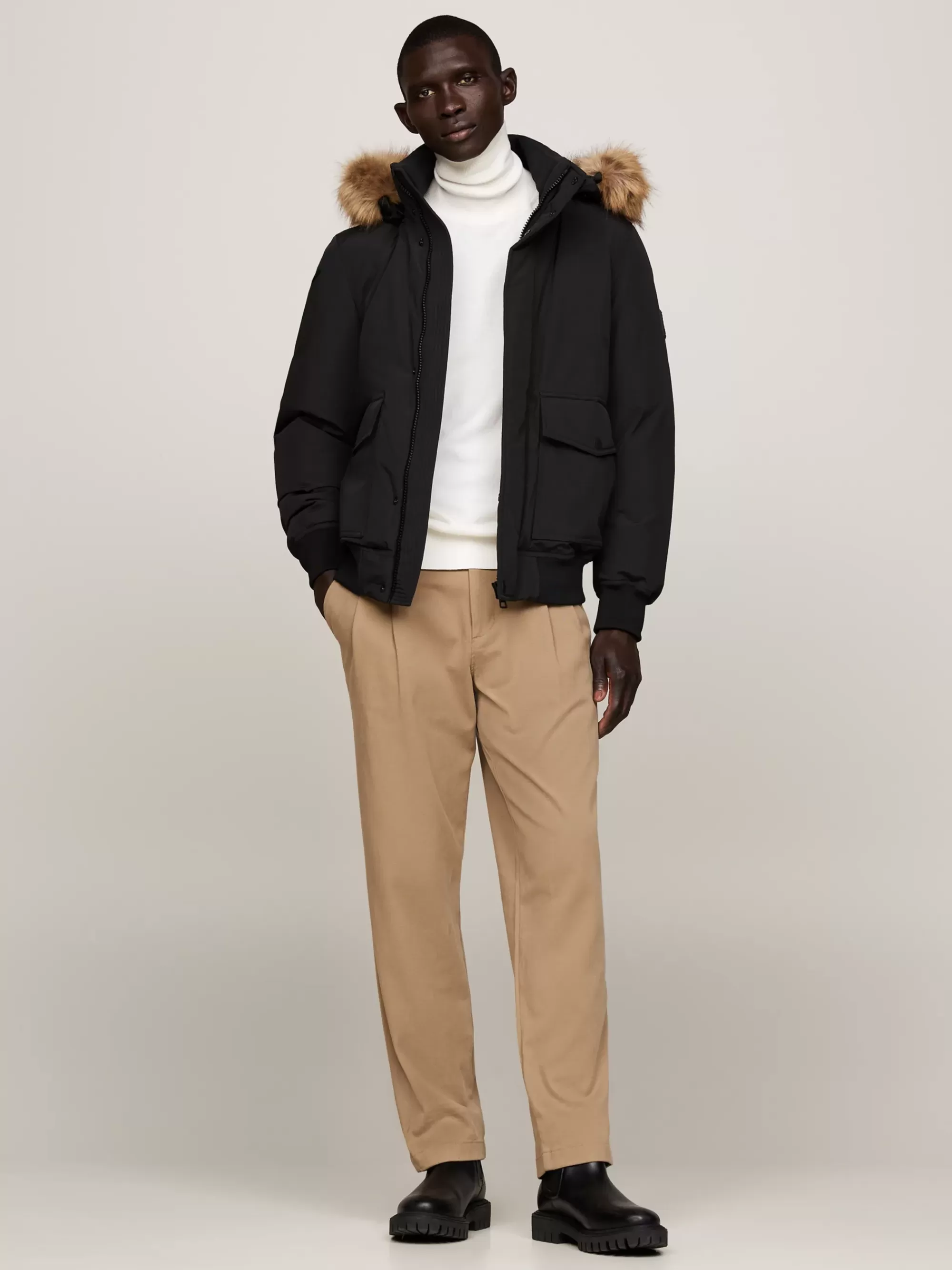 Jassen & Jacks*Tommy Hilfiger Rockie Bomberjack Met Dons En Imitatiebont BLACK