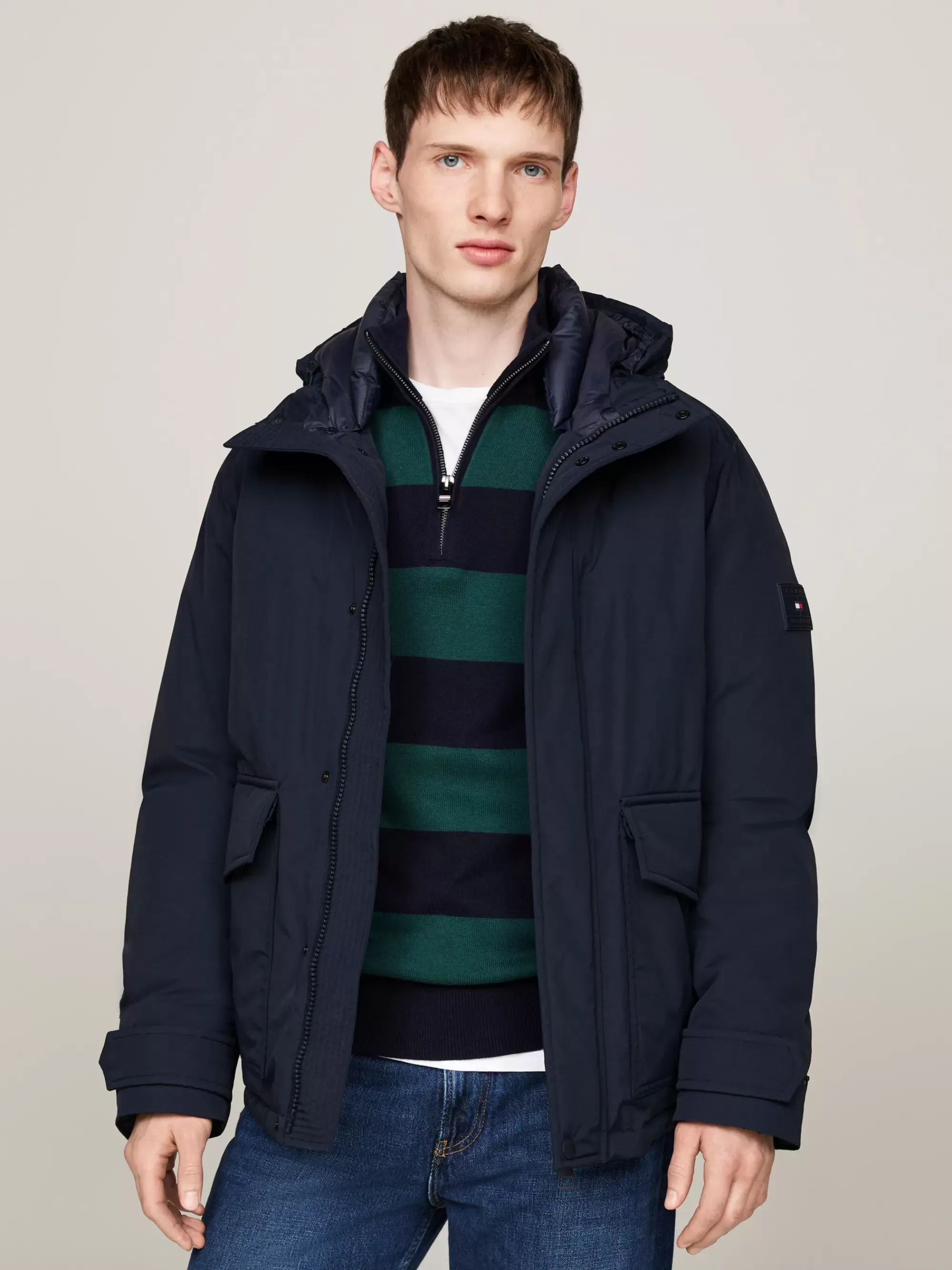 Jassen & Jacks*Tommy Hilfiger Rockie Donsjack Met Capuchon DESERT SKY