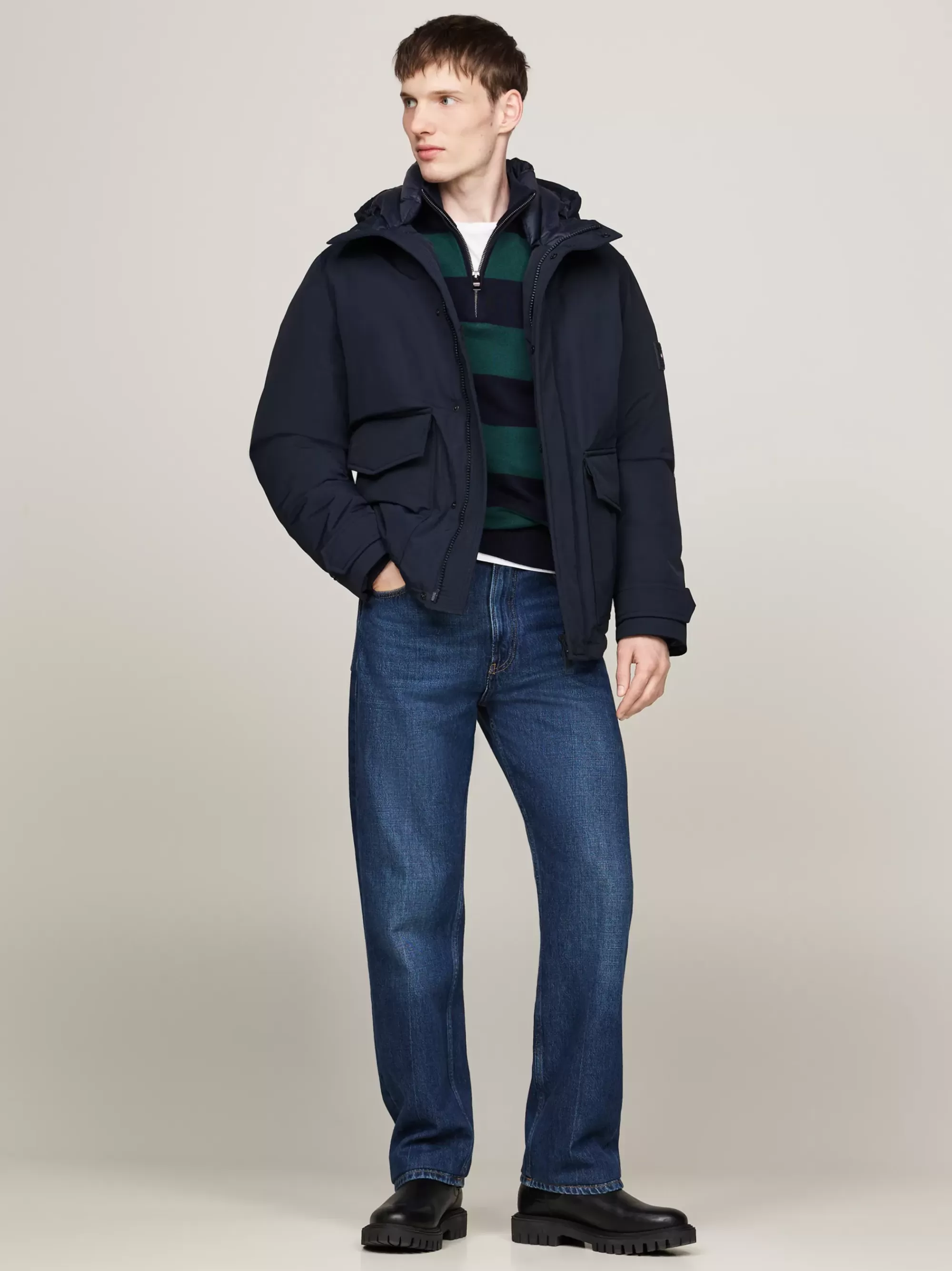 Jassen & Jacks*Tommy Hilfiger Rockie Donsjack Met Capuchon DESERT SKY
