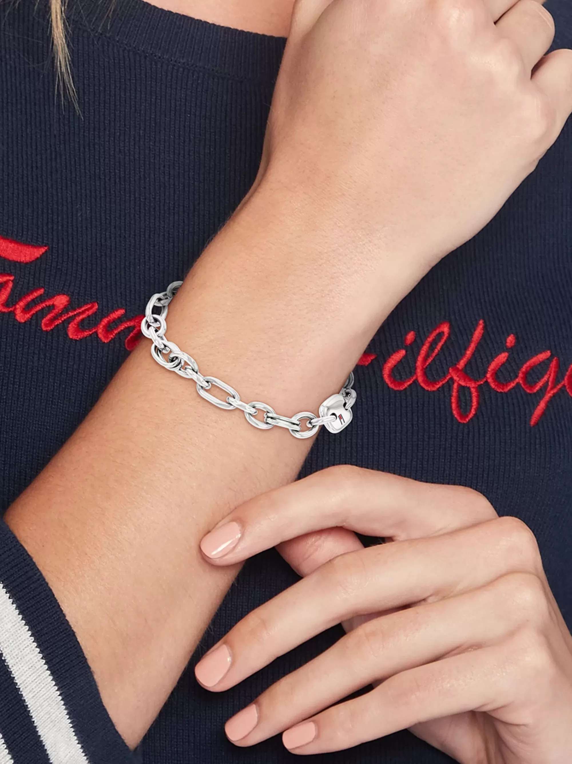 Sieraden*Tommy Hilfiger Roestvrijstalen Armband Met Contrasterende Schakels SILVER