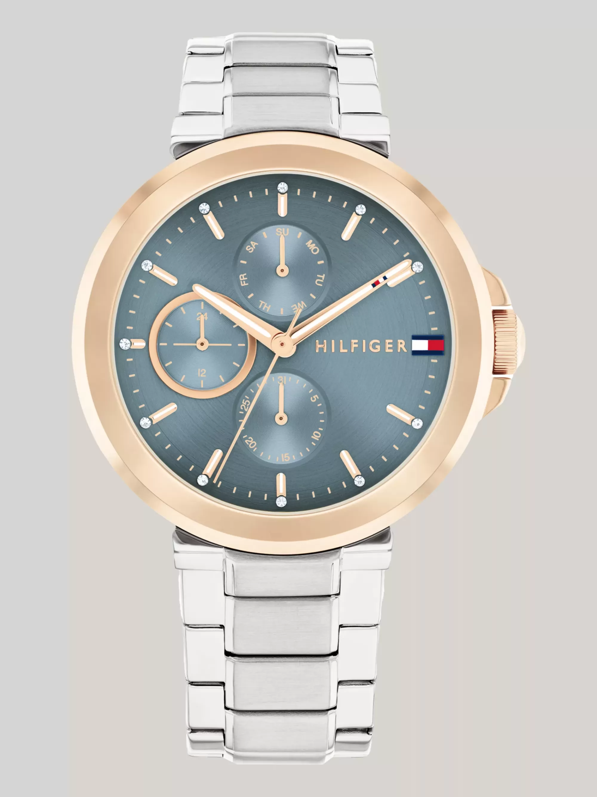 Horloges*Tommy Hilfiger Roestvrijstalen Horloge Met Blauwe Wijzerplaat SILVER