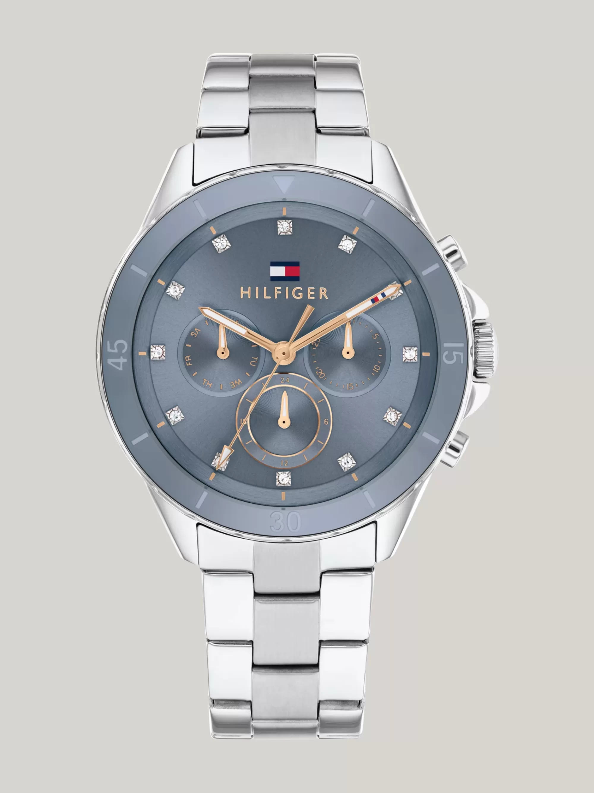 Horloges*Tommy Hilfiger Roestvrijstalen Horloge Met Blauwe Wijzerplaat SILVER