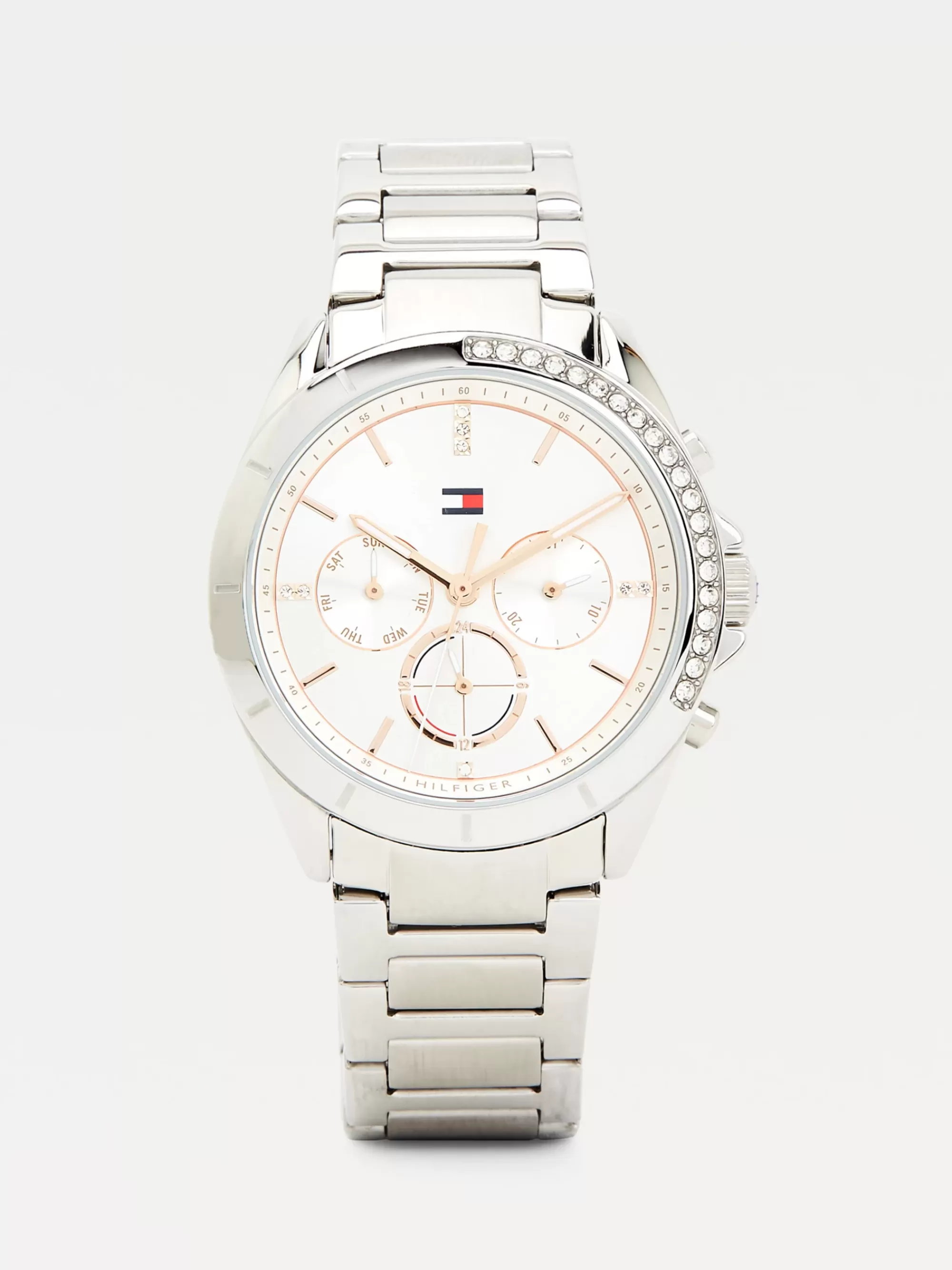 Horloges*Tommy Hilfiger Roestvrijstalen Horloge Met Kristallen SILVER