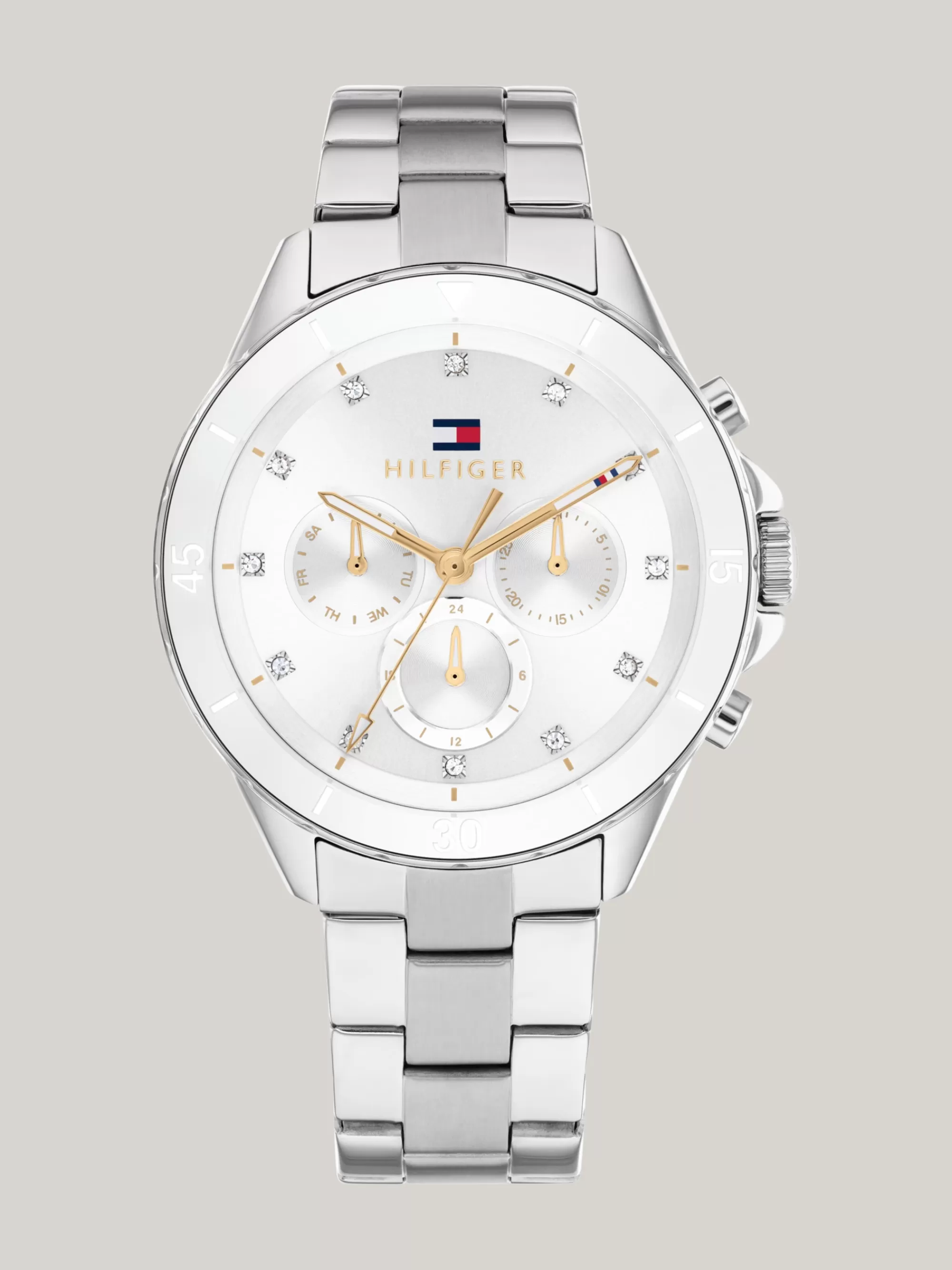 Horloges*Tommy Hilfiger Roestvrijstalen Horloge Met Witte Wijzerplaat SILVER