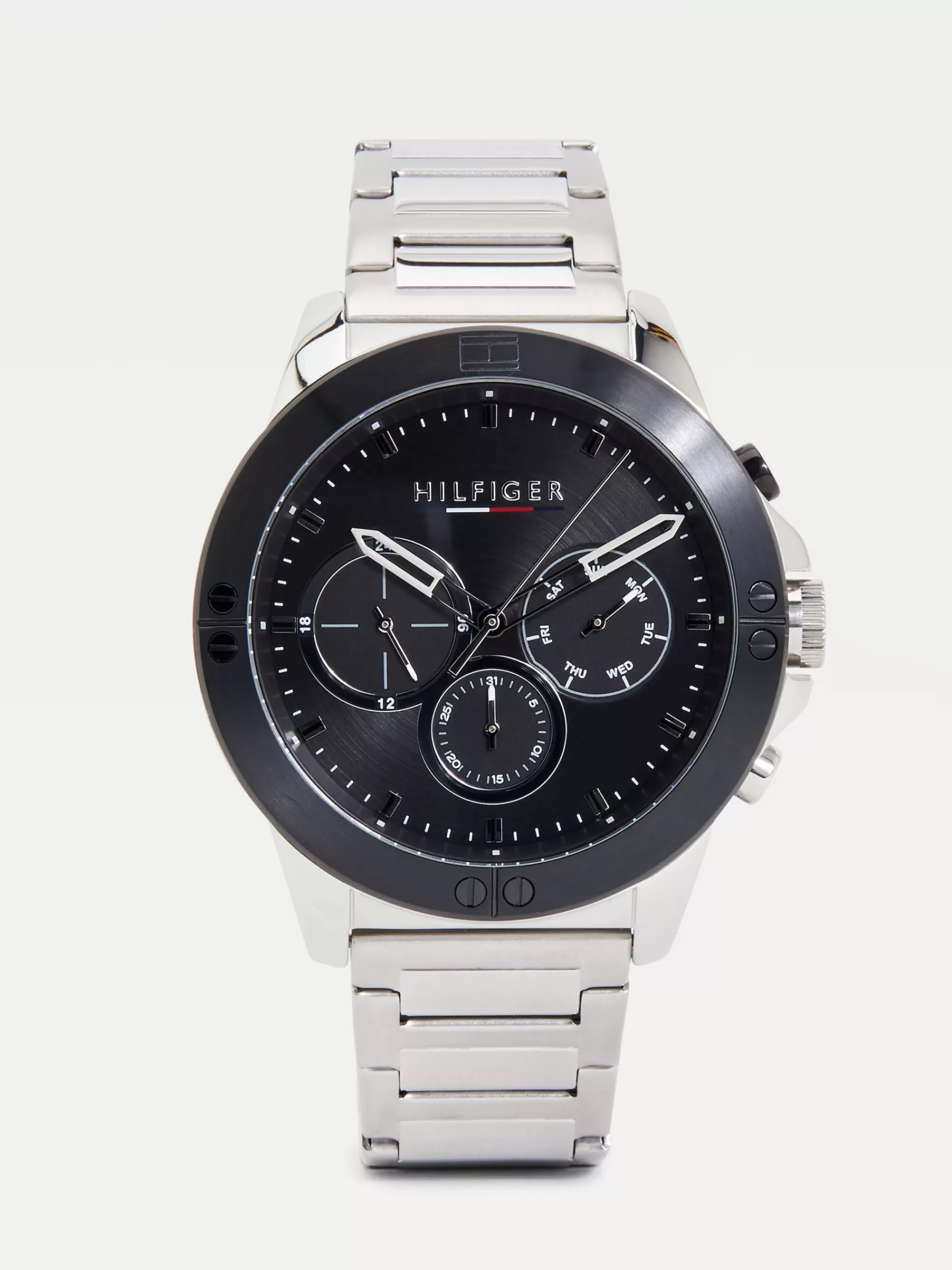 Horloges*Tommy Hilfiger Roestvrijstalen Horloge Met Zwarte Bezel SILVER