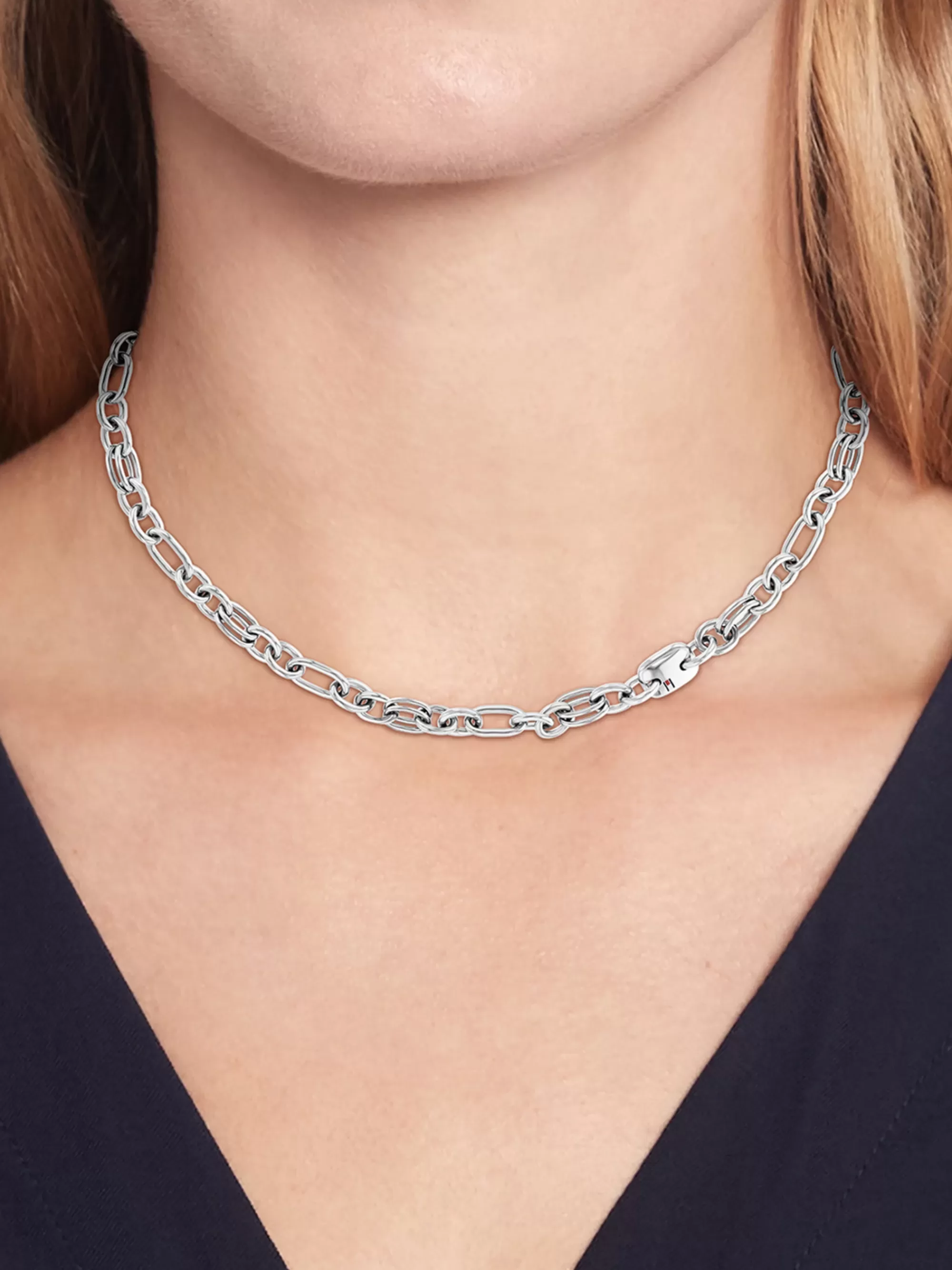 Sieraden*Tommy Hilfiger Roestvrijstalen Ketting Met Contrasterende Schakels SILVER