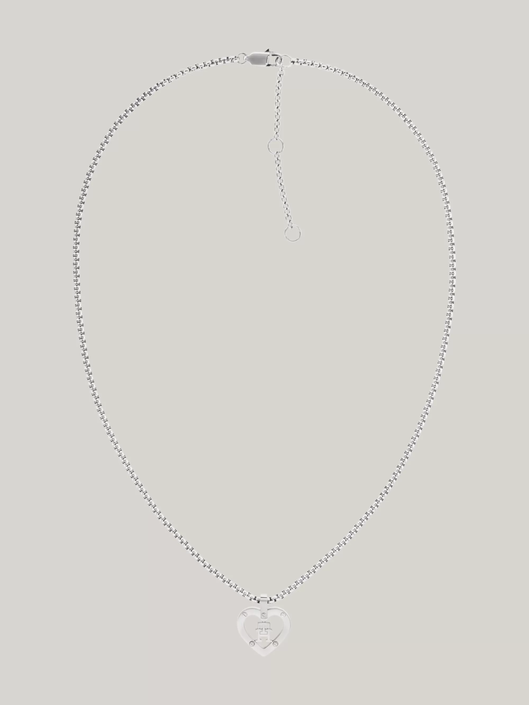 Sieraden*Tommy Hilfiger Roestvrijstalen Ketting Met Monogram En Hart SILVER