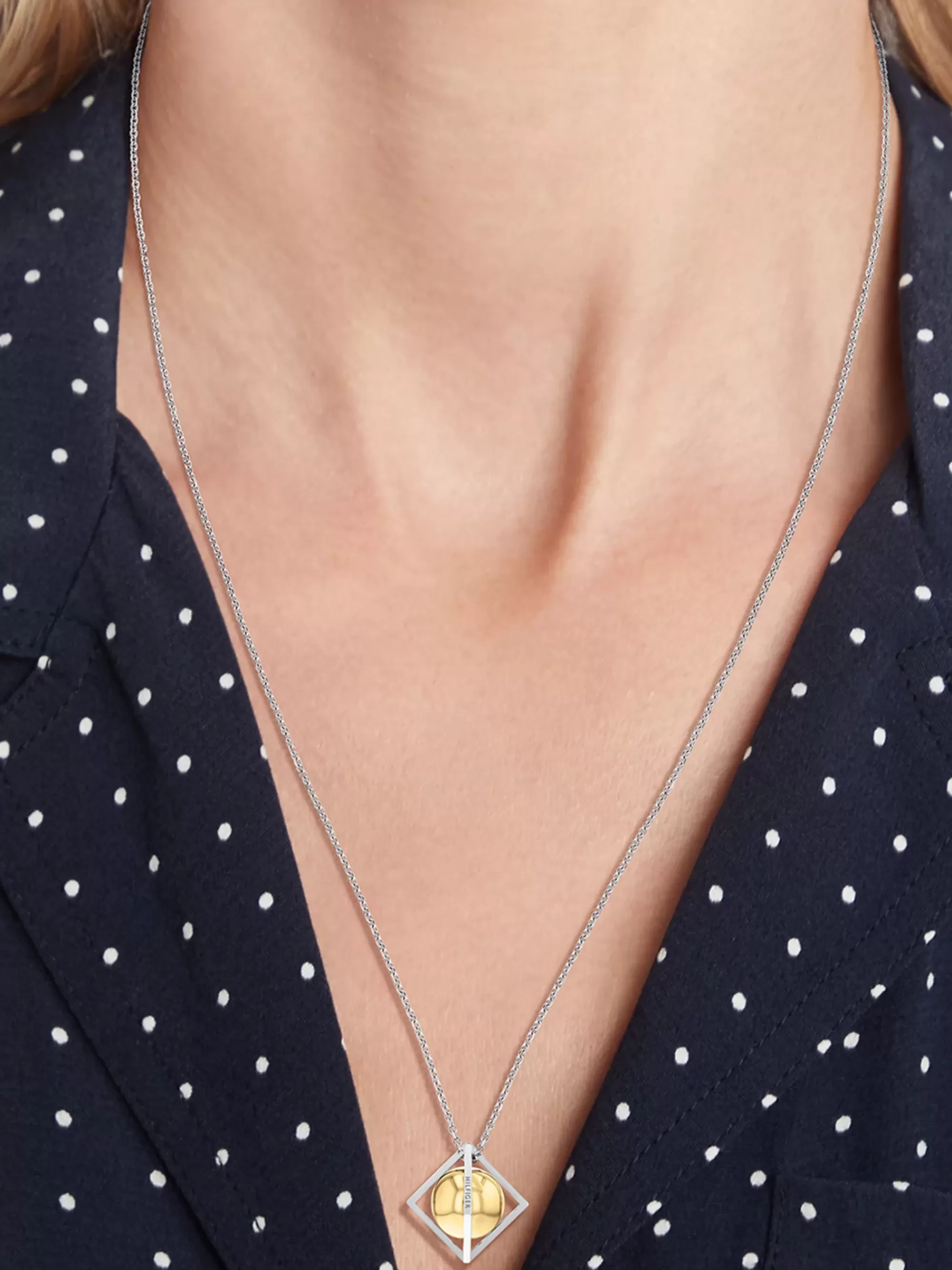 Sieraden*Tommy Hilfiger Roestvrijstalen Ketting Met Vergulde Bol TWO TONE
