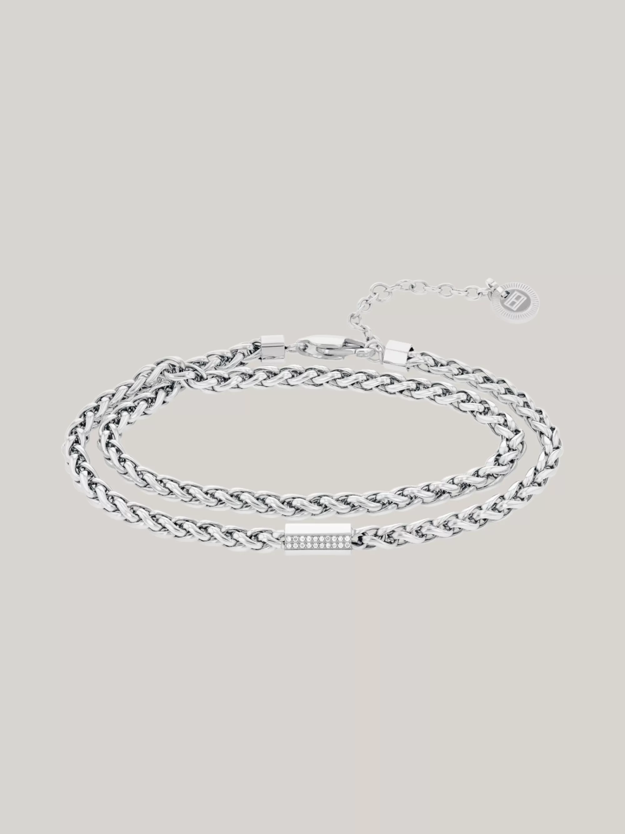 Sieraden*Tommy Hilfiger Roestvrijstalen Schakelarmband Met Bedel SILVER