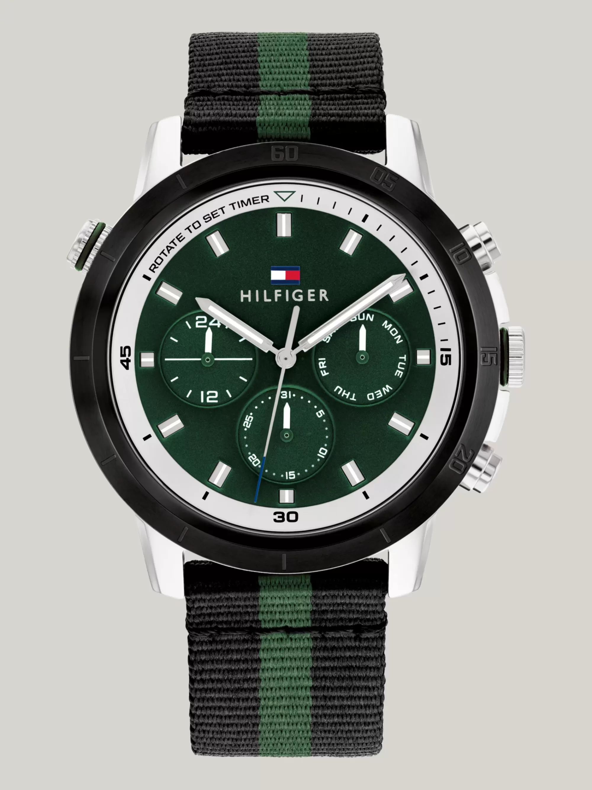 Horloges*Tommy Hilfiger Roestvrijstalen Sporthorloge Met Bandje Van Textiel BLACK