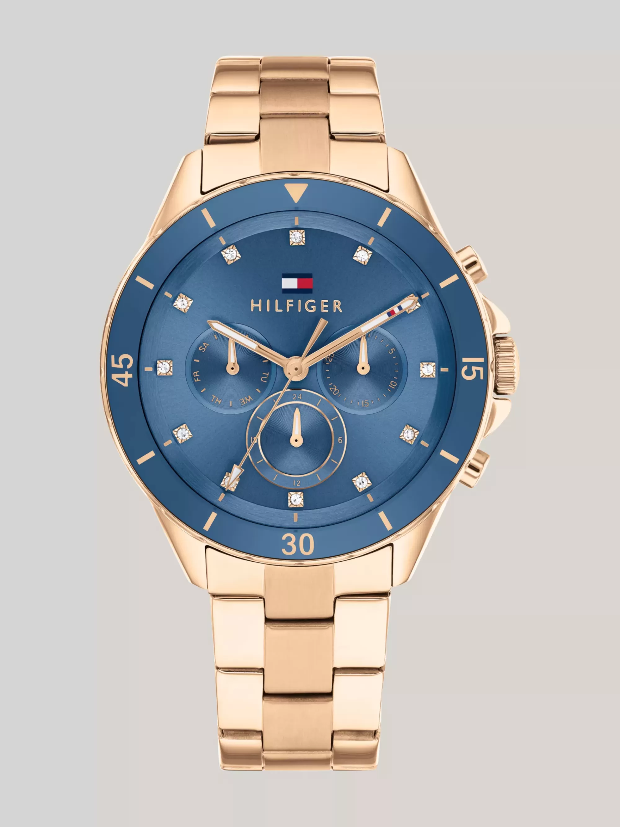 Horloges*Tommy Hilfiger Roséverguld Horloge Met Blauwe Wijzerplaat ROSE GOLD
