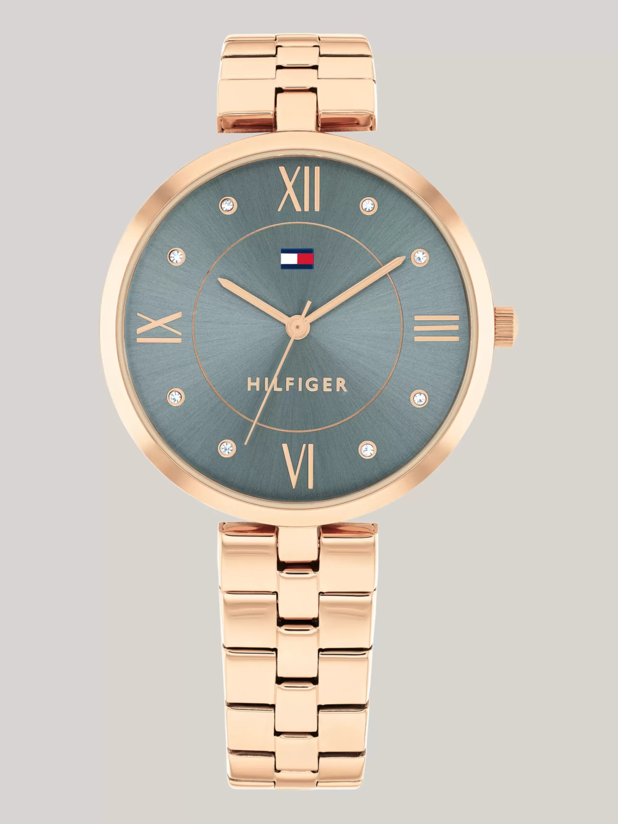 Horloges*Tommy Hilfiger Roséverguld Horloge Met Blauwe Wijzerplaat TWO TONE