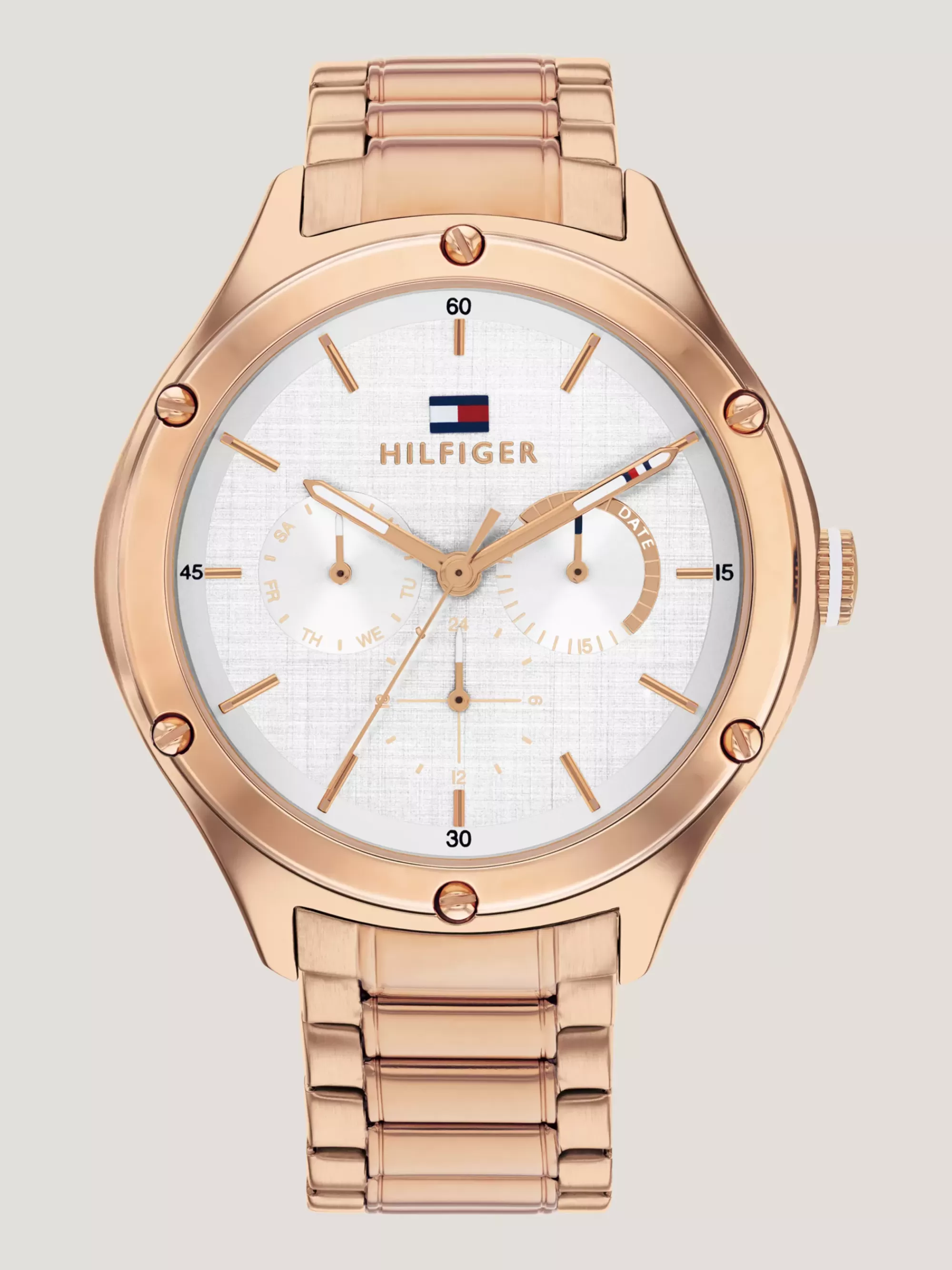Horloges*Tommy Hilfiger Roséverguld Horloge Met Zilverwitte Wijzerplaat ROSE GOLD