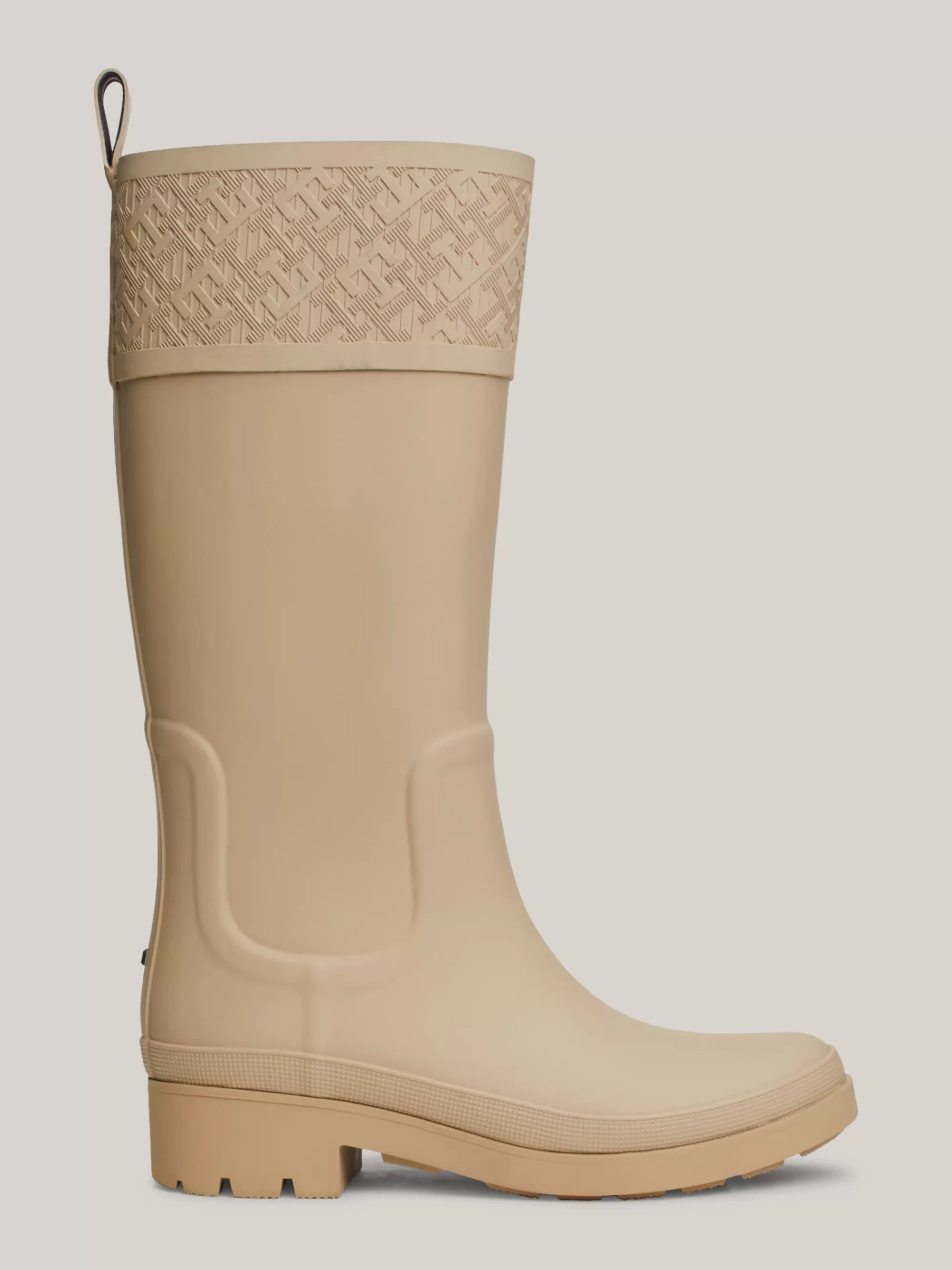 Laarzen & Enkellaarzen*Tommy Hilfiger Rubber Regenlaars Met Profielzool En Monogram BEIGE