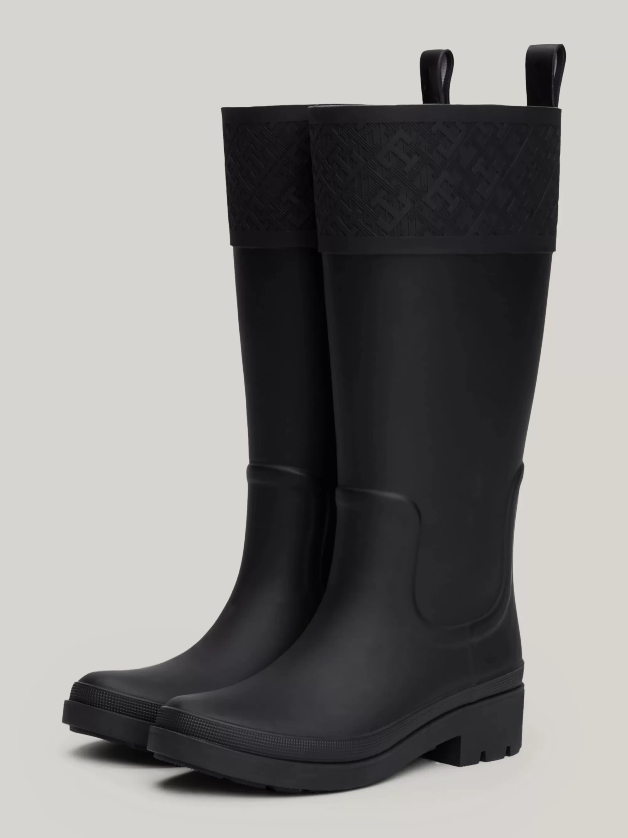 Laarzen & Enkellaarzen*Tommy Hilfiger Rubber Regenlaars Met Profielzool En Monogram BLACK