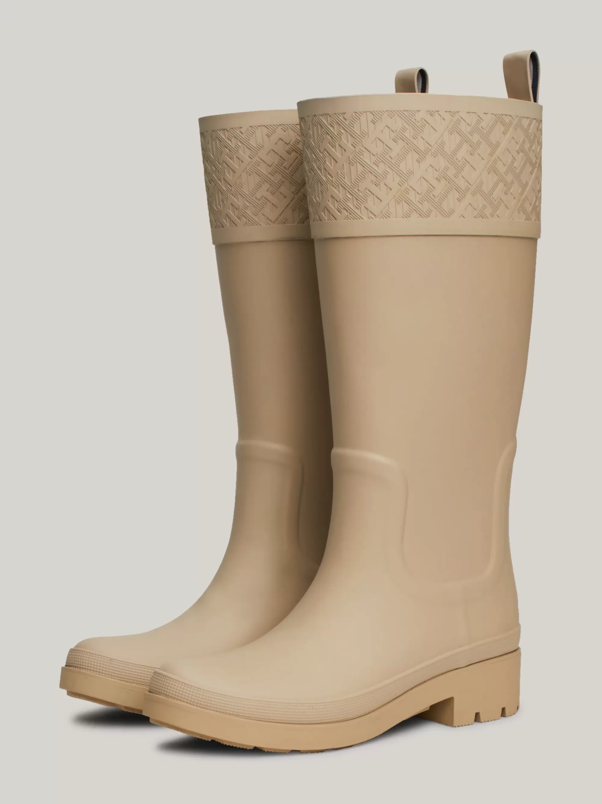 Laarzen & Enkellaarzen*Tommy Hilfiger Rubber Regenlaars Met Profielzool En Monogram BEIGE