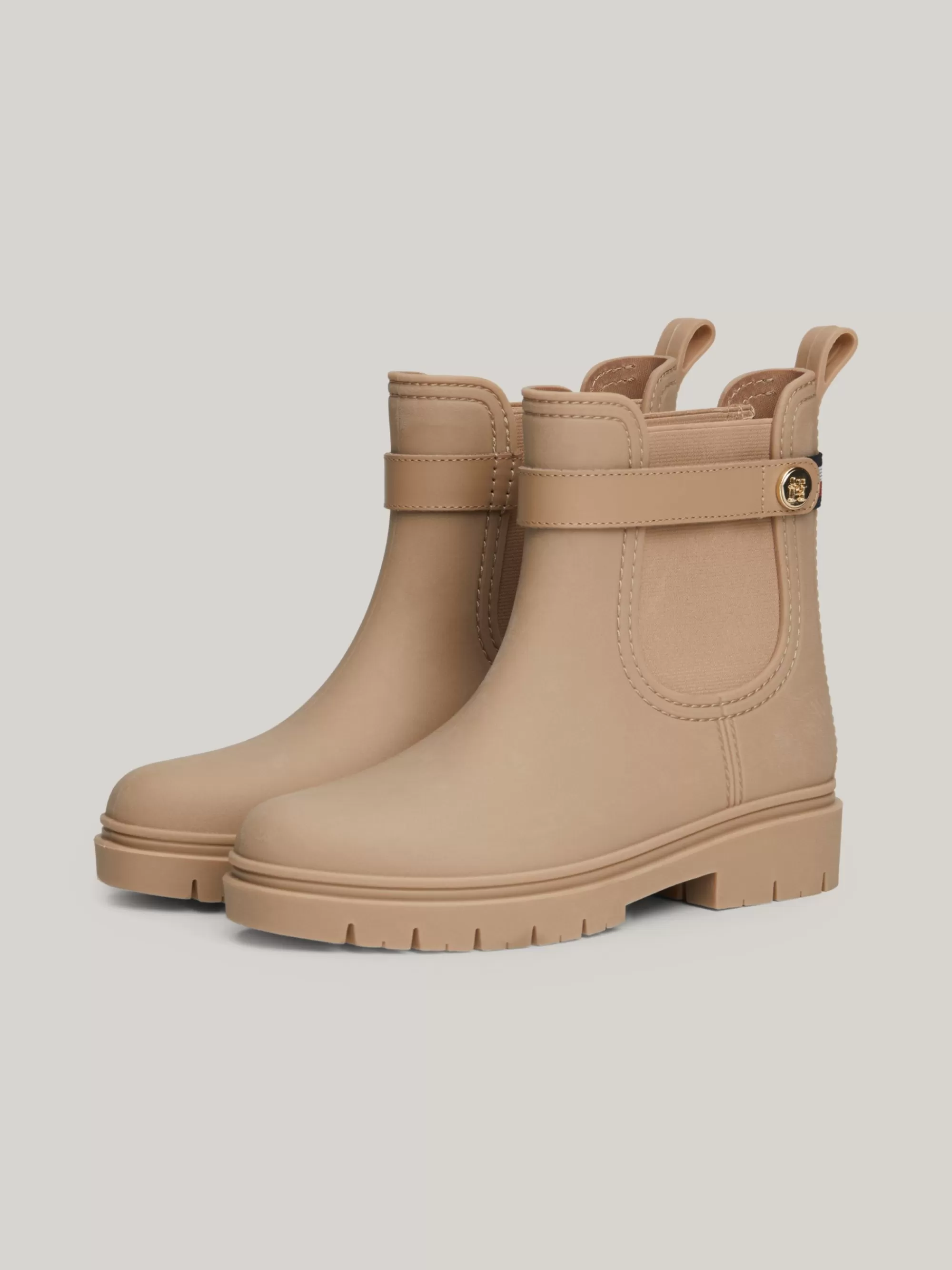 Laarzen & Enkellaarzen*Tommy Hilfiger Rubberen Regenlaars Met Profielzool BEIGE