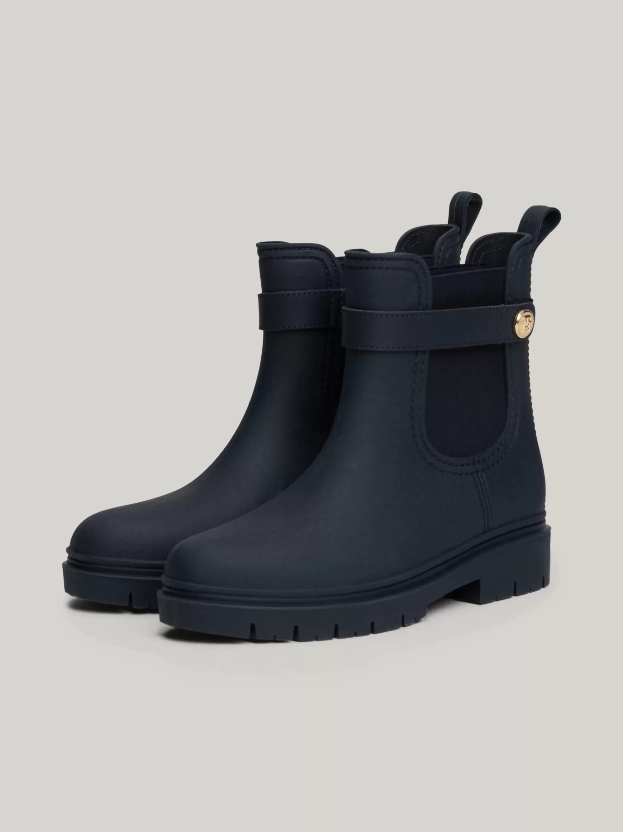 Laarzen & Enkellaarzen*Tommy Hilfiger Rubberen Regenlaars Met Profielzool SPACE BLUE