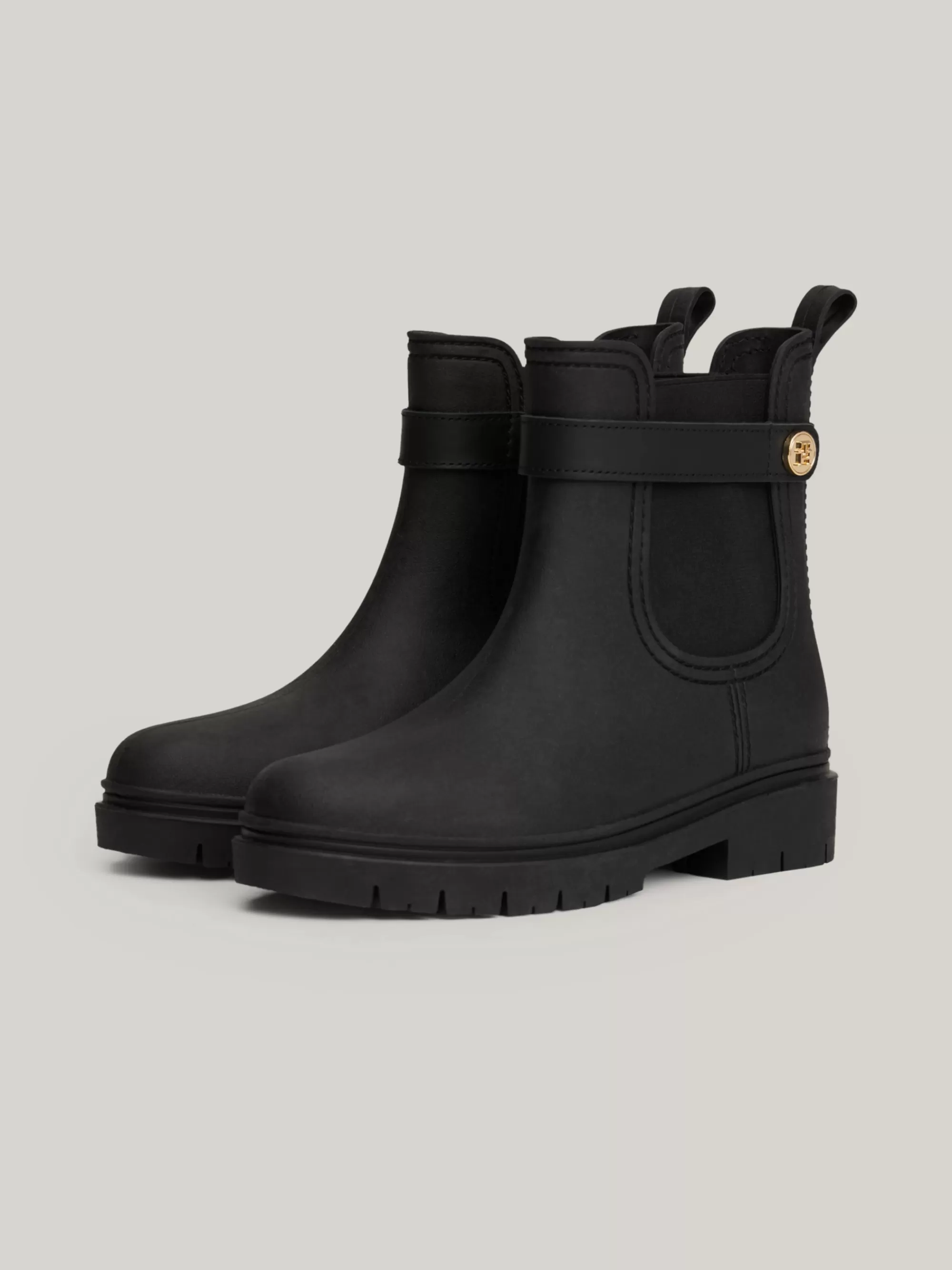Laarzen & Enkellaarzen*Tommy Hilfiger Rubberen Regenlaars Met Profielzool BLACK