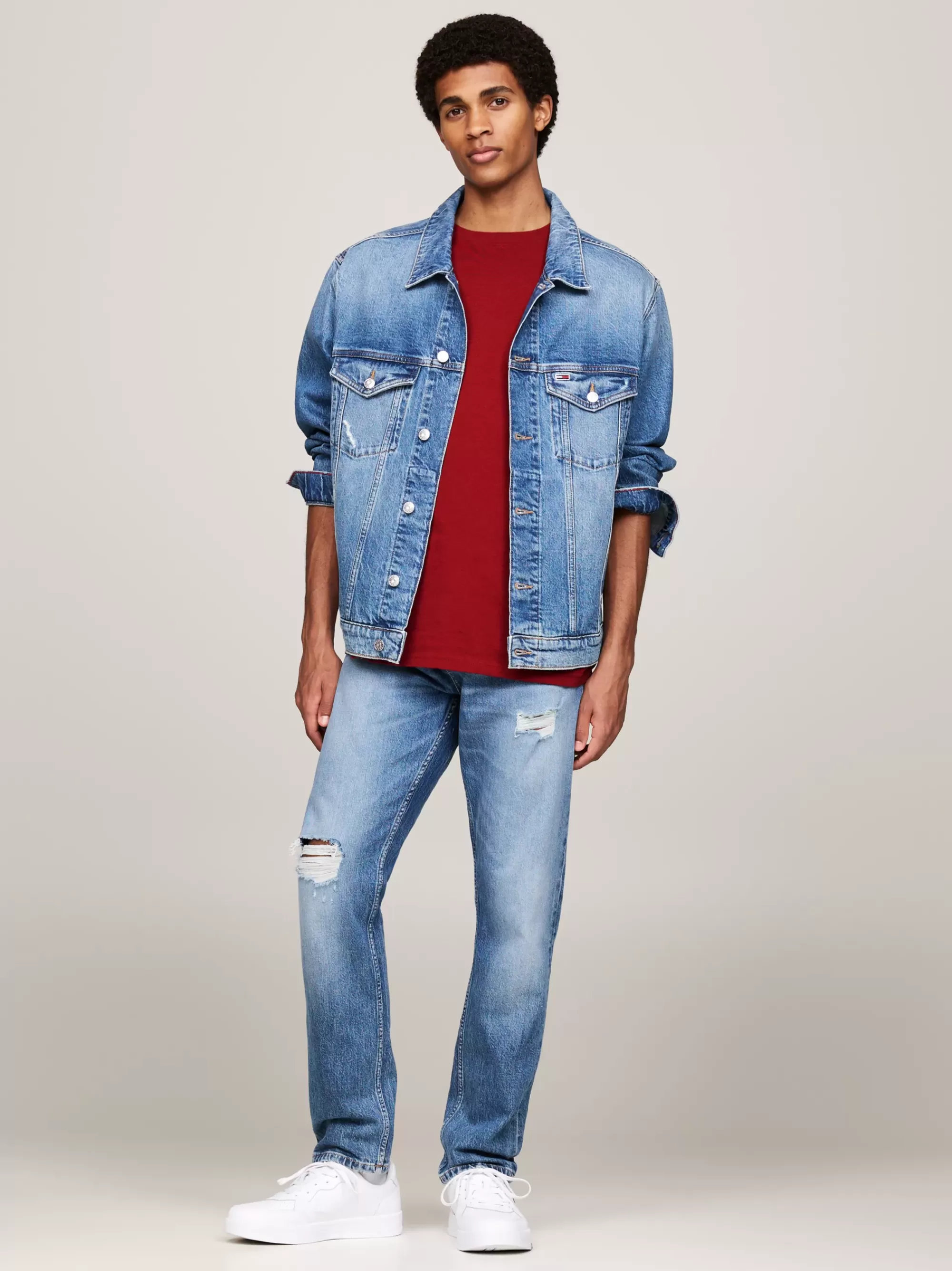 Jassen & Jacks*Tommy Hilfiger Ryan Distressed Denim Truckerjack DENIM MEDIUM