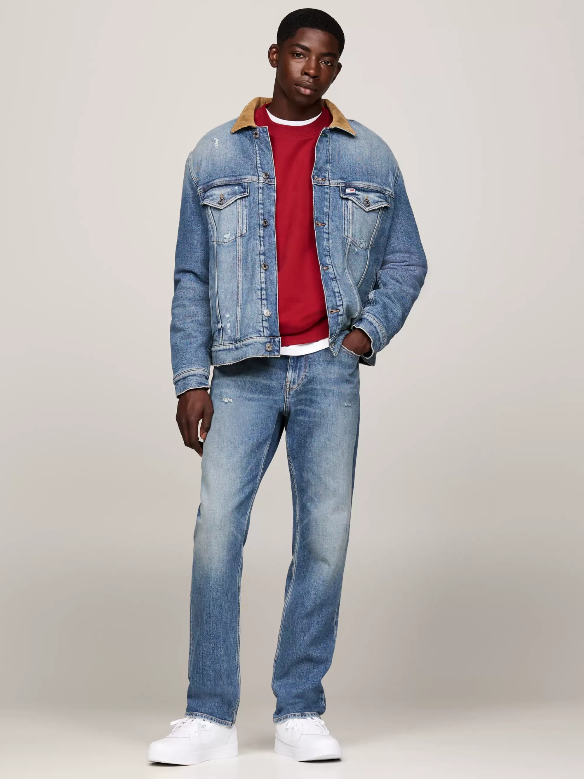 Jassen & Jacks*Tommy Hilfiger Ryan Distressed Denim Truckerjack DENIM MEDIUM