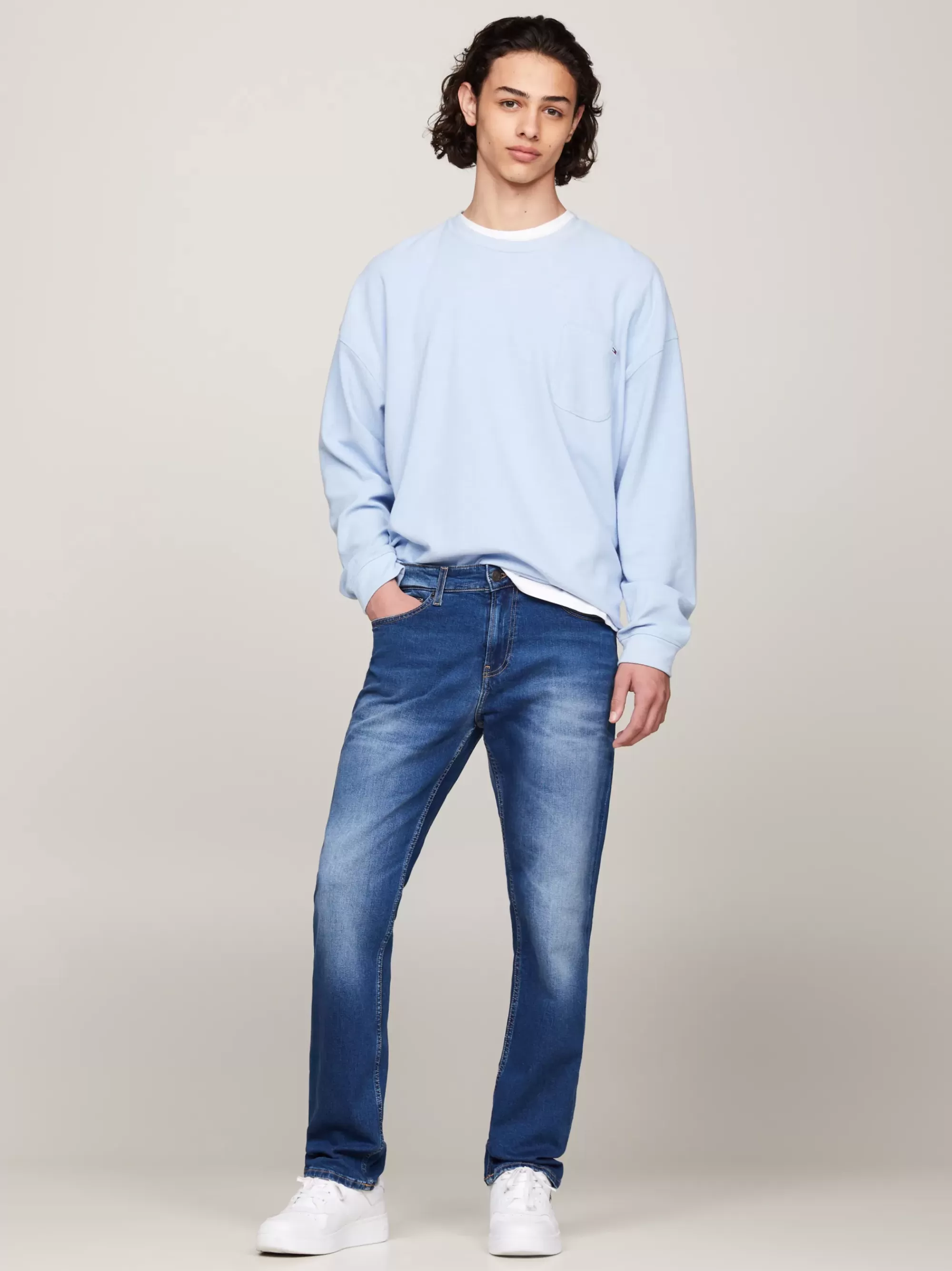 Jeans*Tommy Hilfiger Ryan Straight Regular Fit Jeans Met Fading WILSON MID BLUE STRETCH