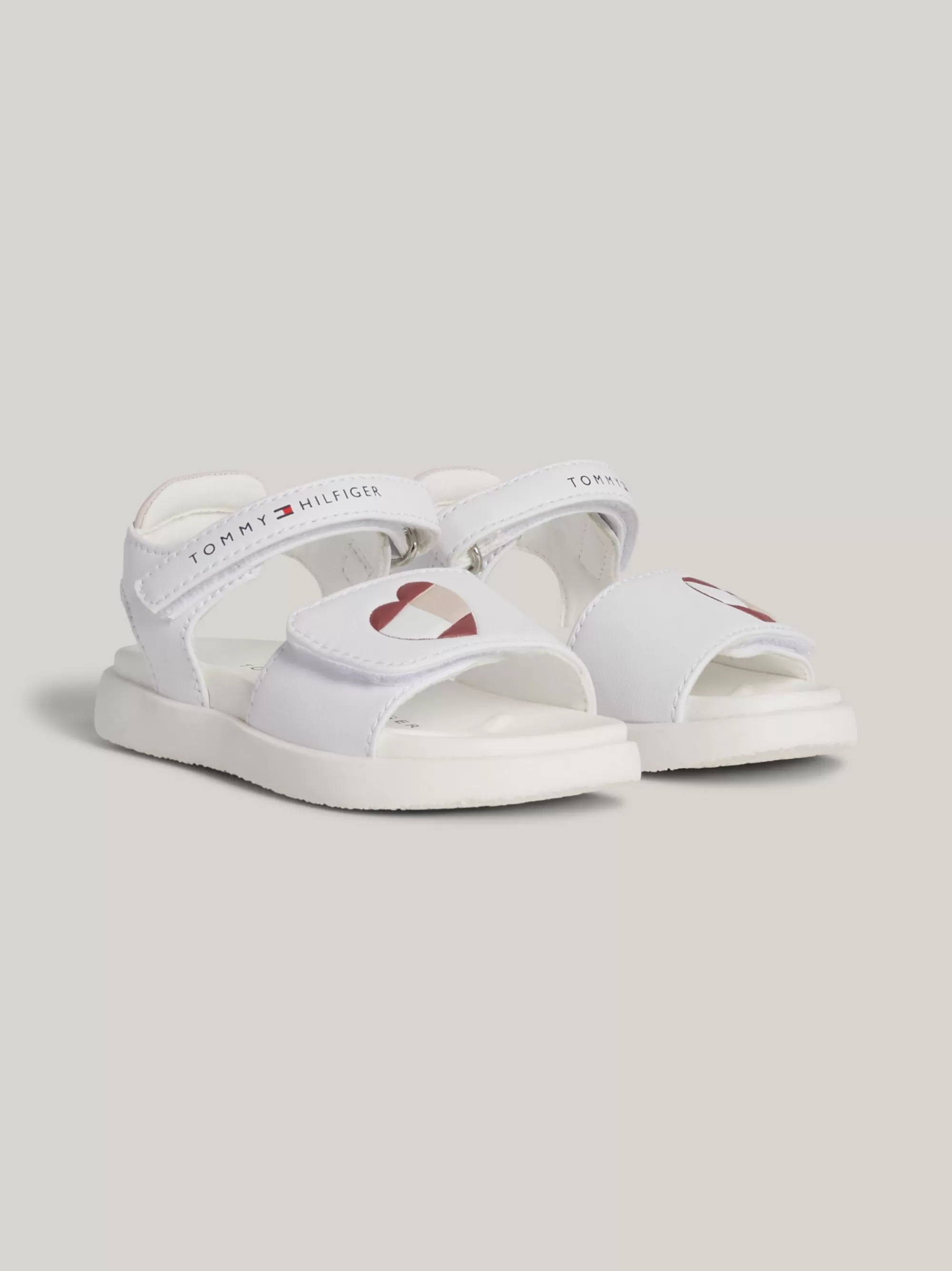 Schoenen & Accessoires*Tommy Hilfiger Sandaal Met Klittenband En Hartvormige Vlag WHITE/PINK