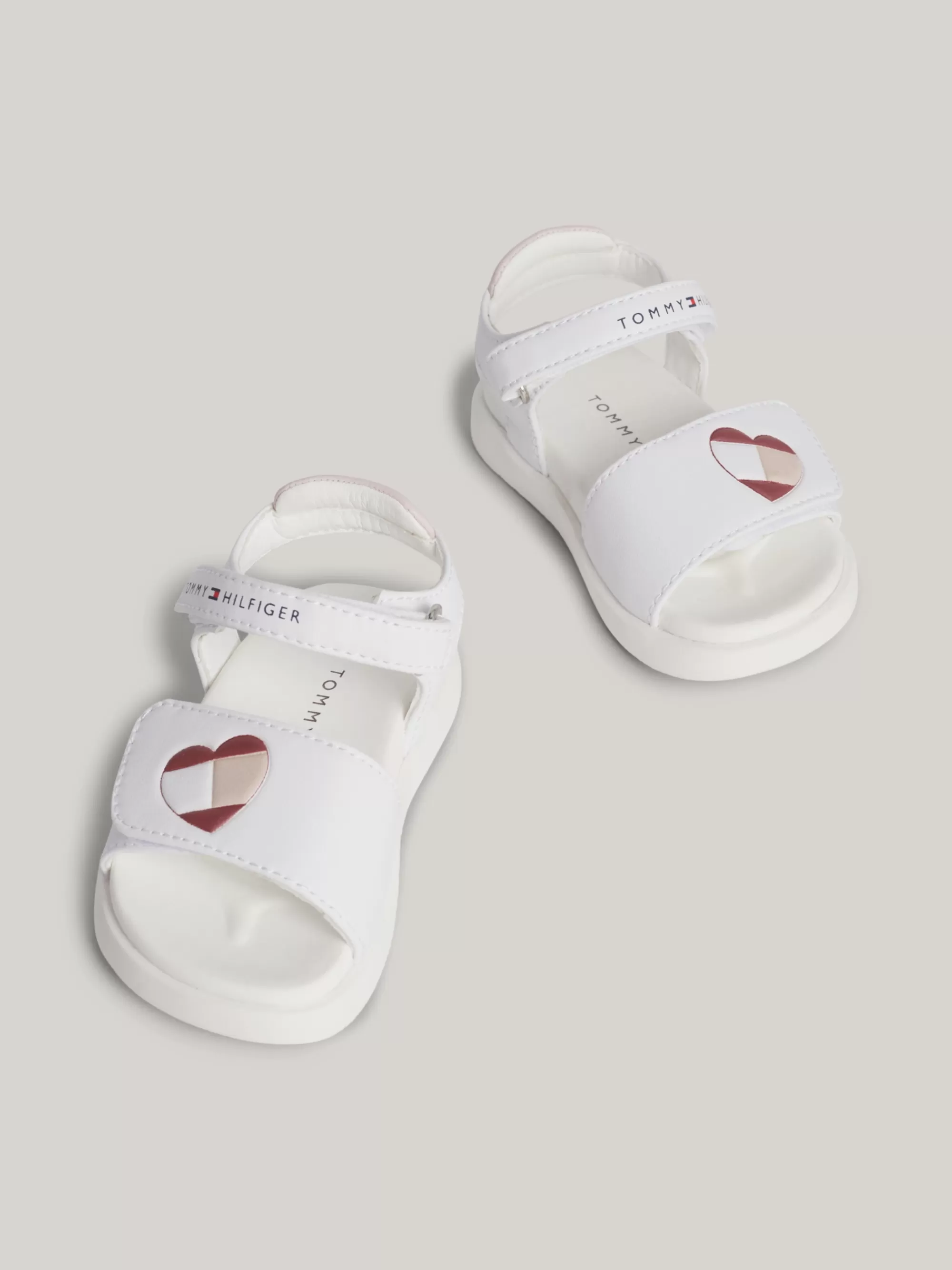Schoenen & Accessoires*Tommy Hilfiger Sandaal Met Klittenband En Hartvormige Vlag WHITE/PINK