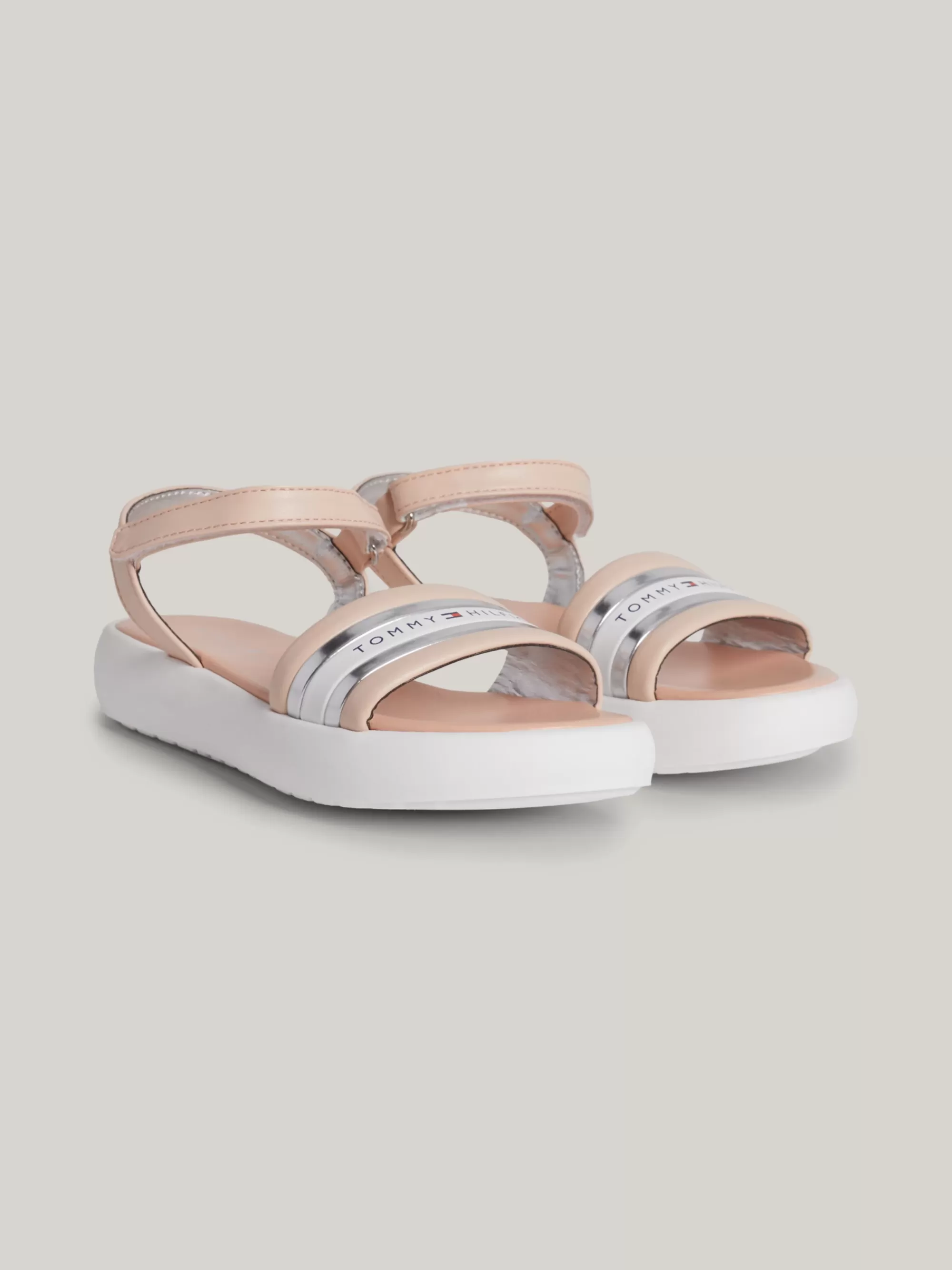 Schoenen & Accessoires*Tommy Hilfiger Sandaal Met Klittenband En Logo NUDE