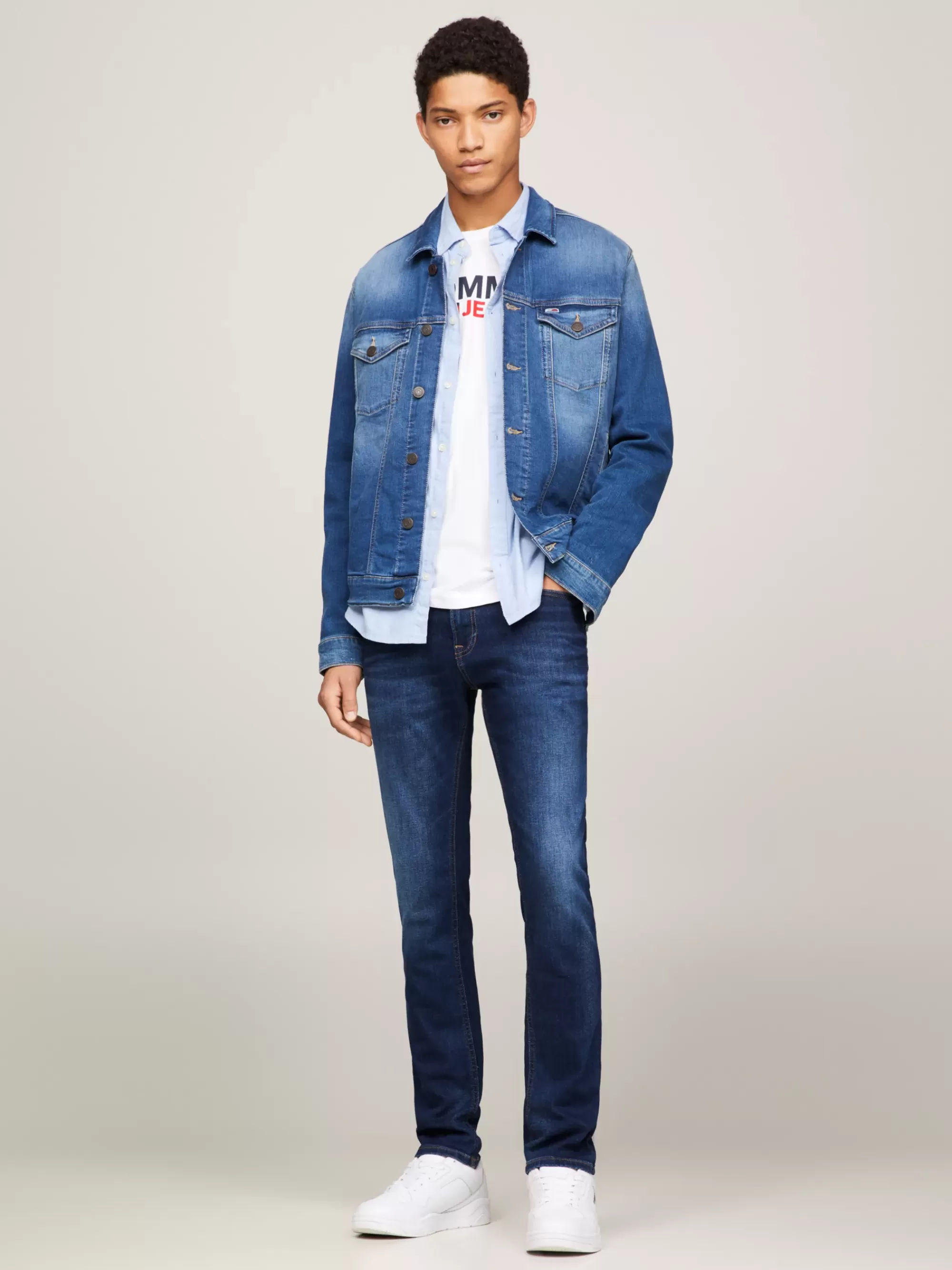 Jeans*Tommy Hilfiger Scanton Slim Fit Jeans Met Fading ASPEN DARK BLUE STRETCH