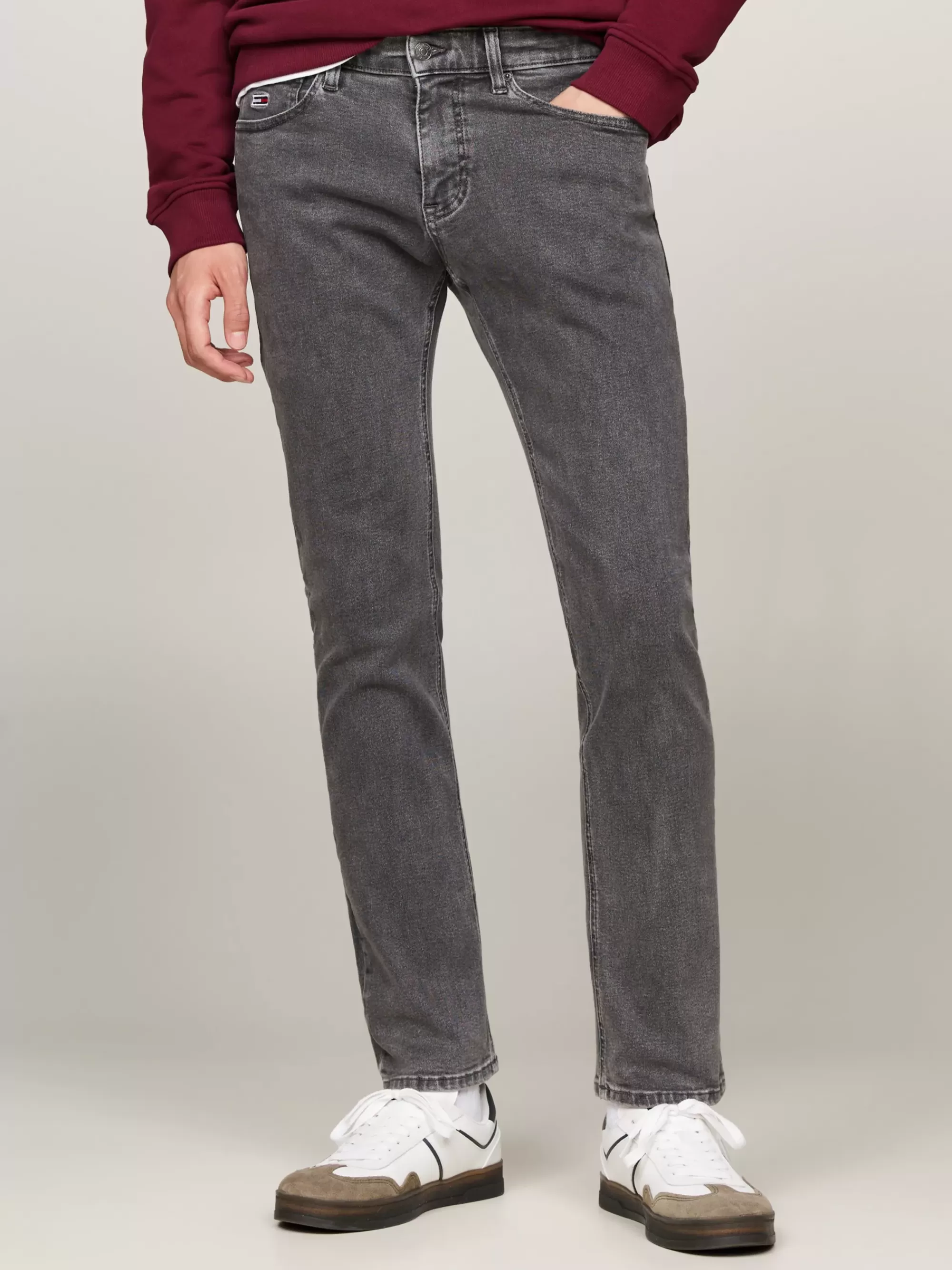 Jeans*Tommy Hilfiger Scanton Slim Zwarte Jeans Met Geborduurd Logo DENIM BLACK
