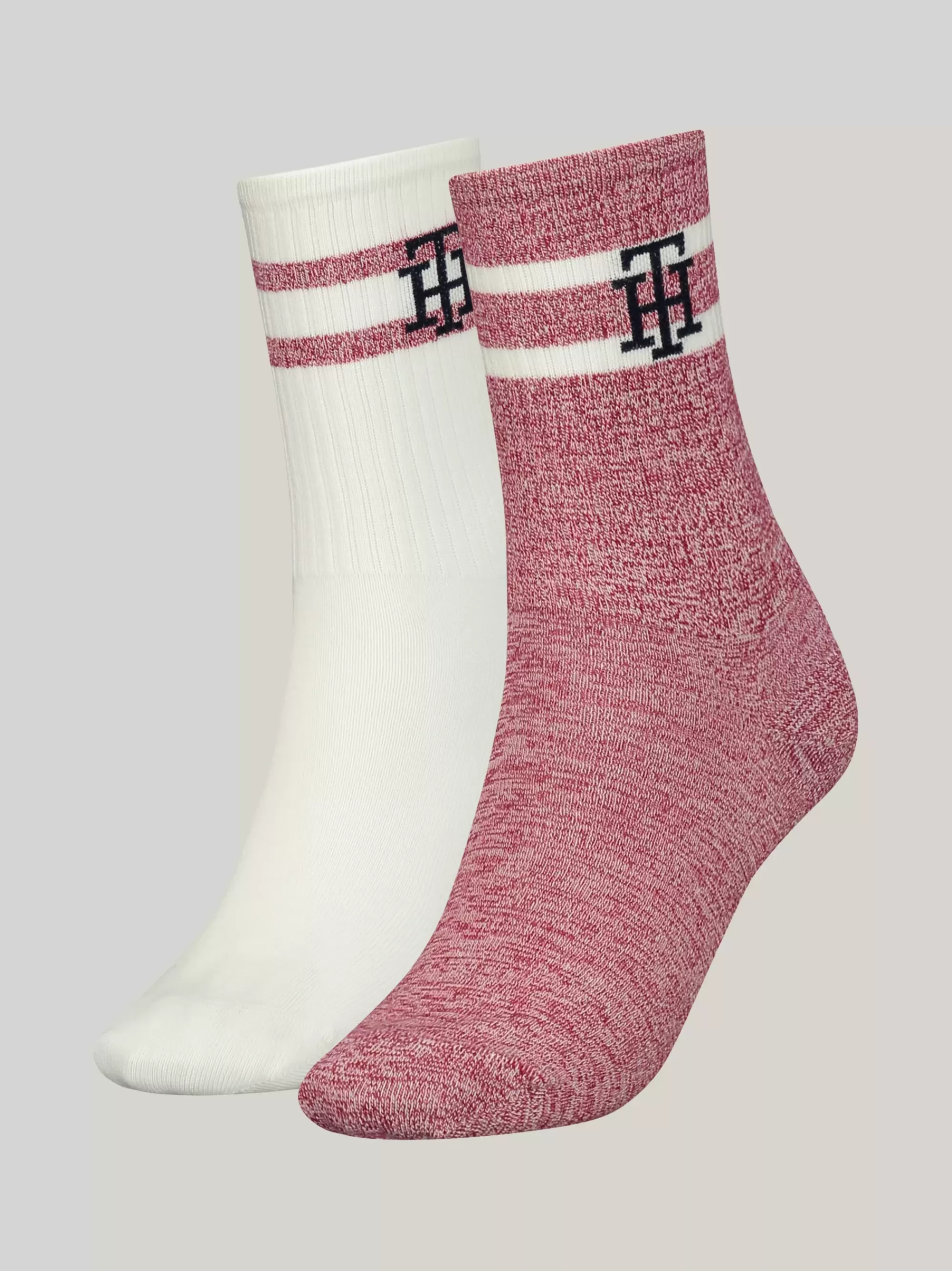 Sokken & Panty's*Tommy Hilfiger Set Van 2 Paar Monogram-sokken Met Ribtextuur ROUGE RED