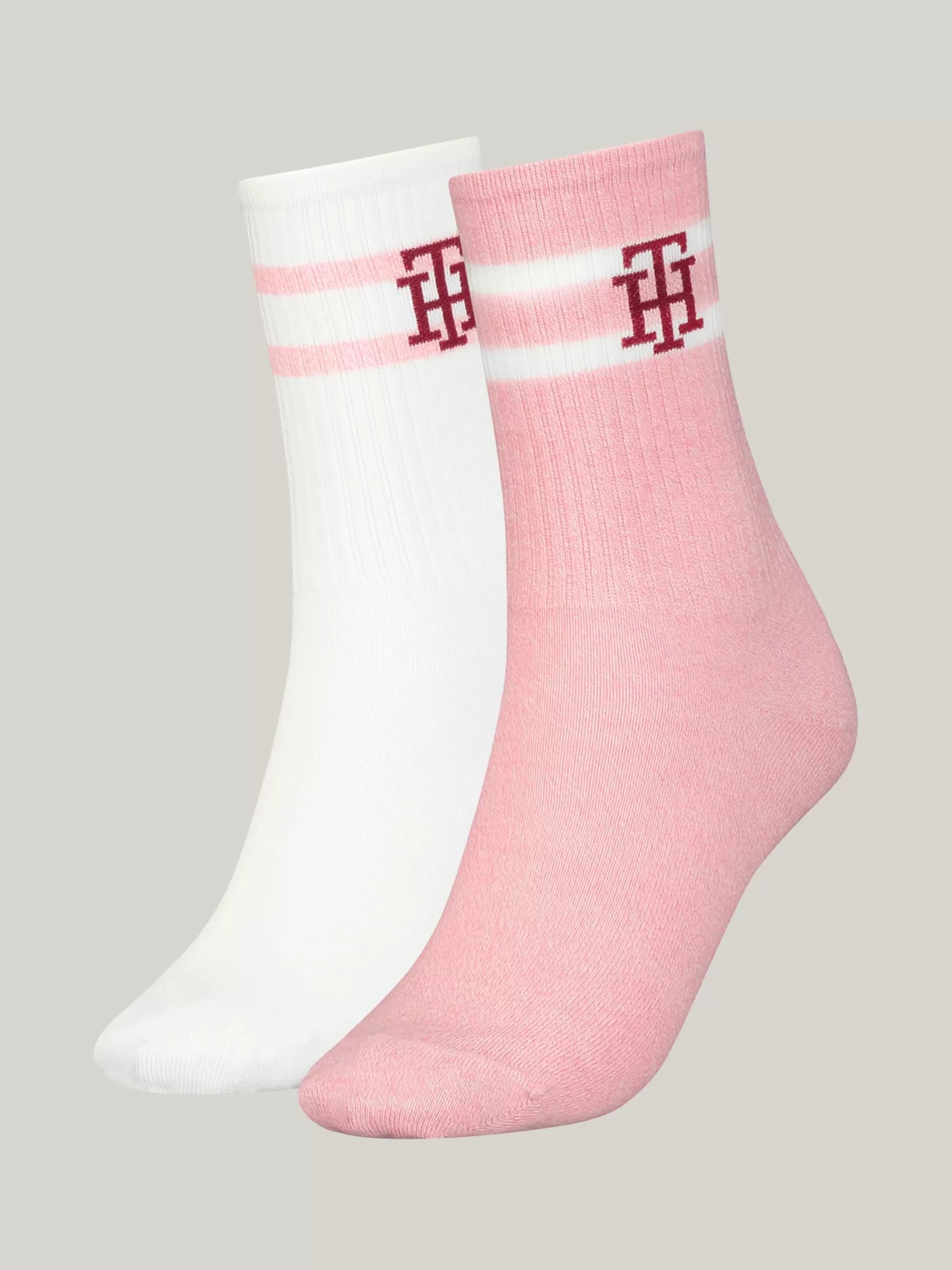 Sokken & Panty's*Tommy Hilfiger Set Van 2 Paar Monogram-sokken Met Ribtextuur PINK/WHITE