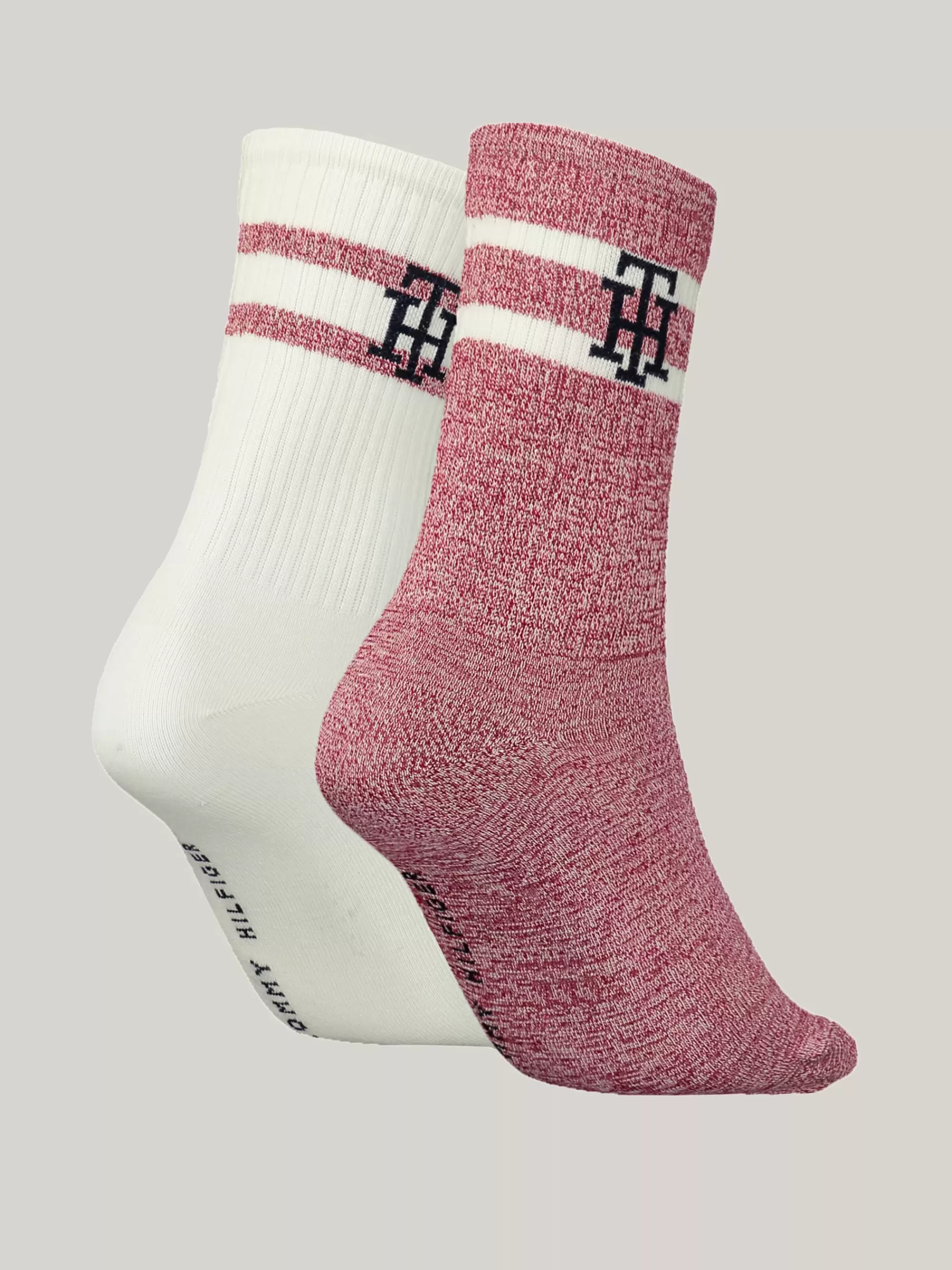 Sokken & Panty's*Tommy Hilfiger Set Van 2 Paar Monogram-sokken Met Ribtextuur ROUGE RED