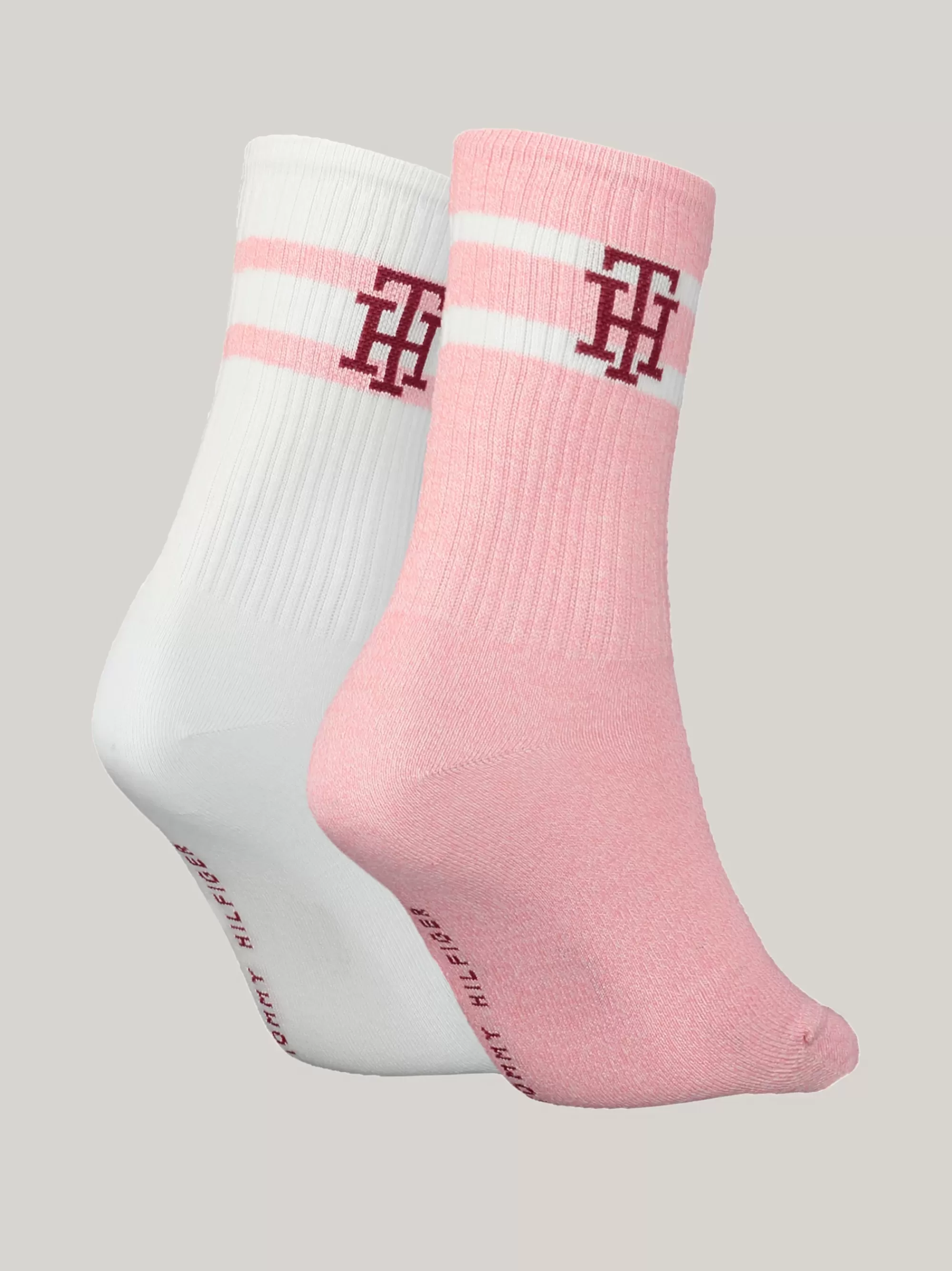 Sokken & Panty's*Tommy Hilfiger Set Van 2 Paar Monogram-sokken Met Ribtextuur PINK/WHITE