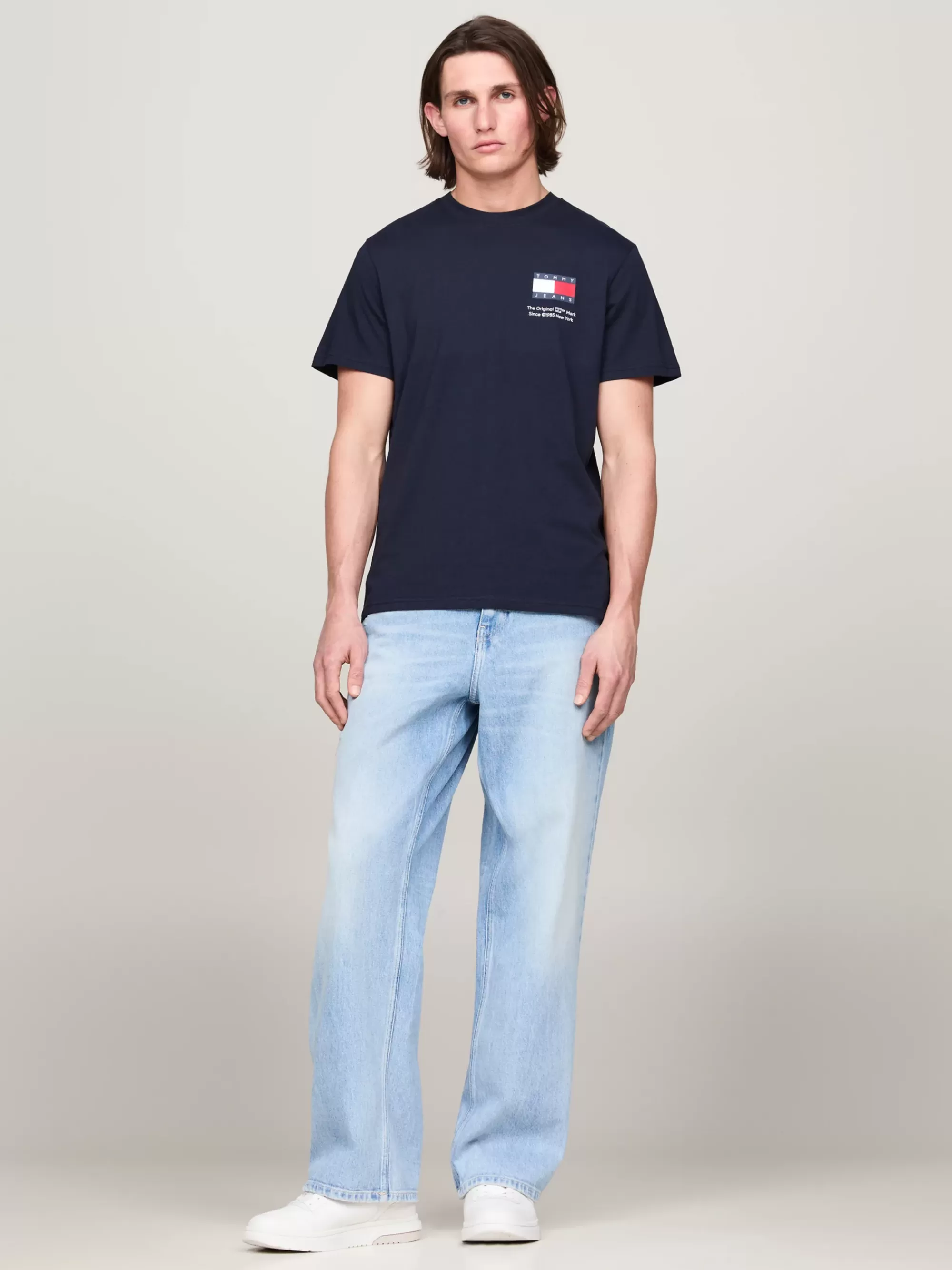 T-Shirts*Tommy Hilfiger Set Van 2 Paar Slim Fit T-shirts Met Vlag BLACK / DARK NIGHT NAVY