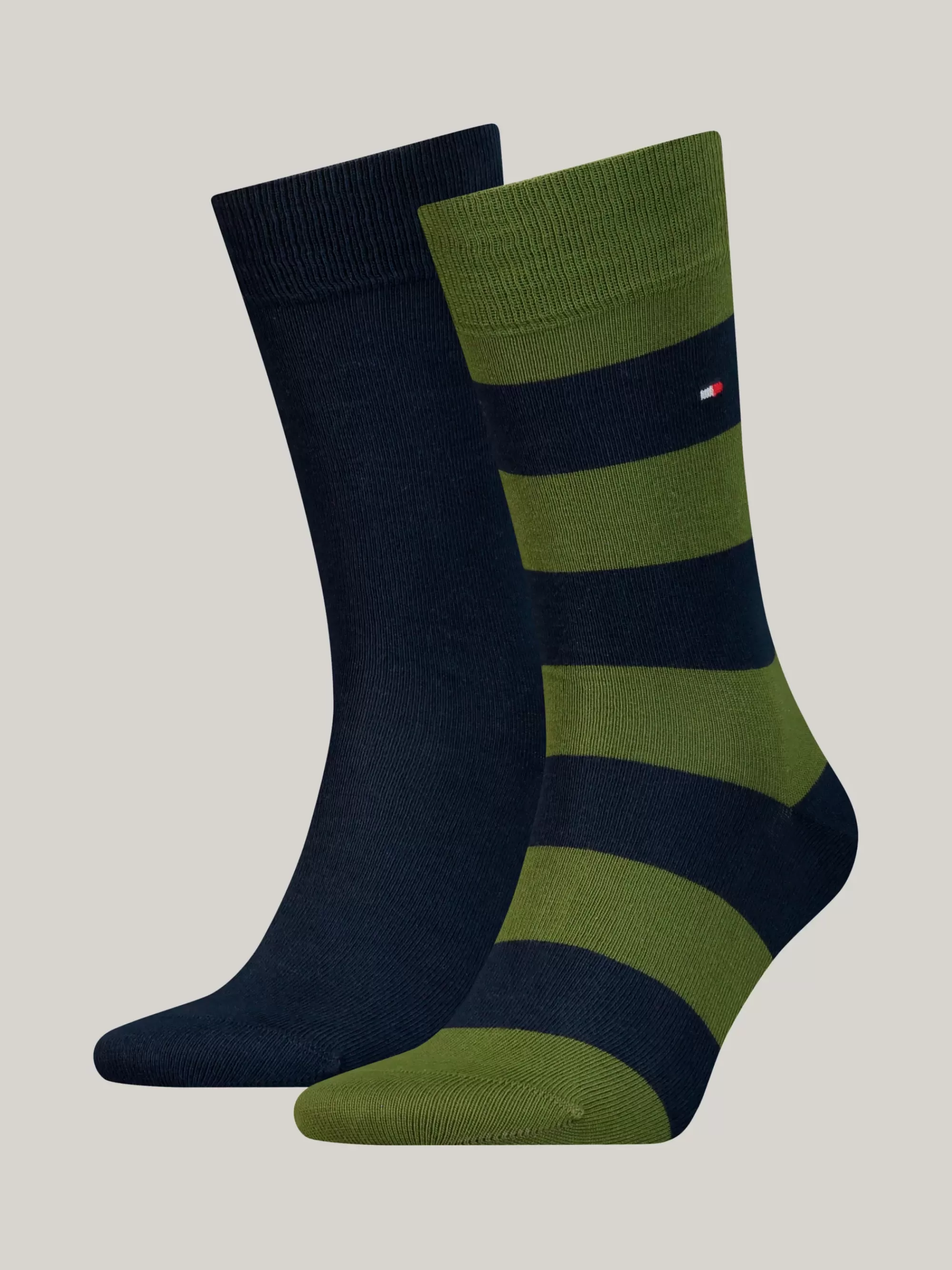 Sokken*Tommy Hilfiger Set Van 2 Paar Sokken Met Rugbystreep ARMY GREEN