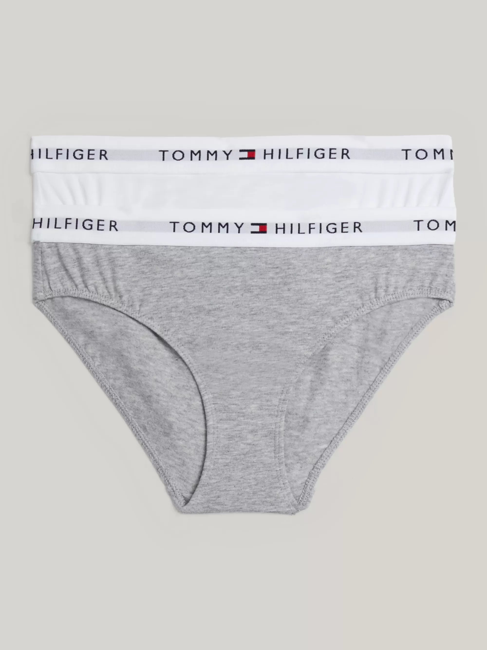 Ondergoed & Sokken*Tommy Hilfiger Set Van 2 Slips Met Logo Op De Tailleband WHITE/LIGHT GREY HEATHER