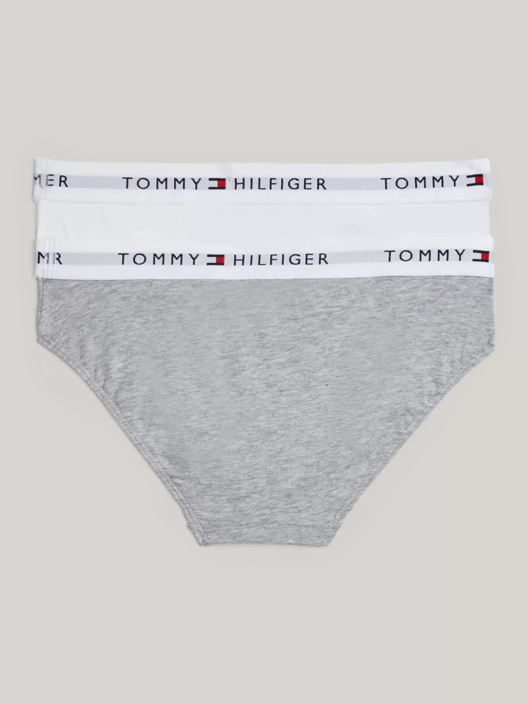 Ondergoed & Sokken*Tommy Hilfiger Set Van 2 Slips Met Logo Op De Tailleband WHITE/LIGHT GREY HEATHER
