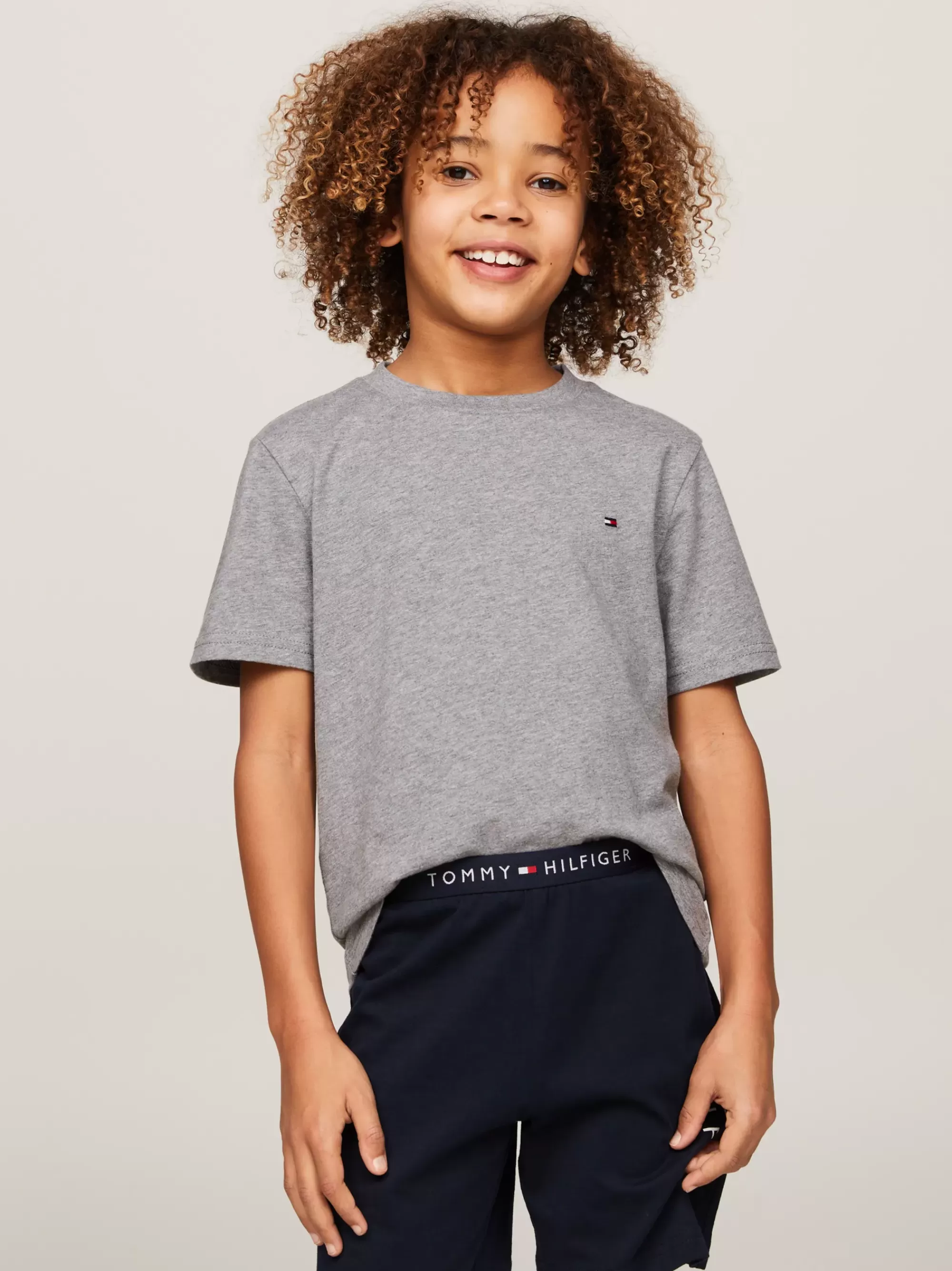 Underwear & Socks | T-Shirts & Polo's*Tommy Hilfiger Set Van 2 T-shirts Met Geborduurde Vlag MEDIUM GREY HT/BLACK
