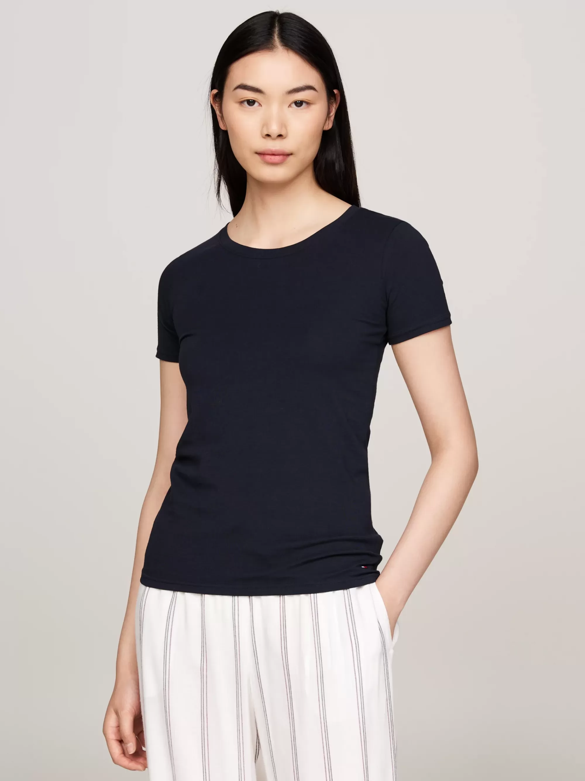 Loungewear*Tommy Hilfiger Set Van 2 T-shirts Met Geborduurde Vlag WHITE/DESERT SKY